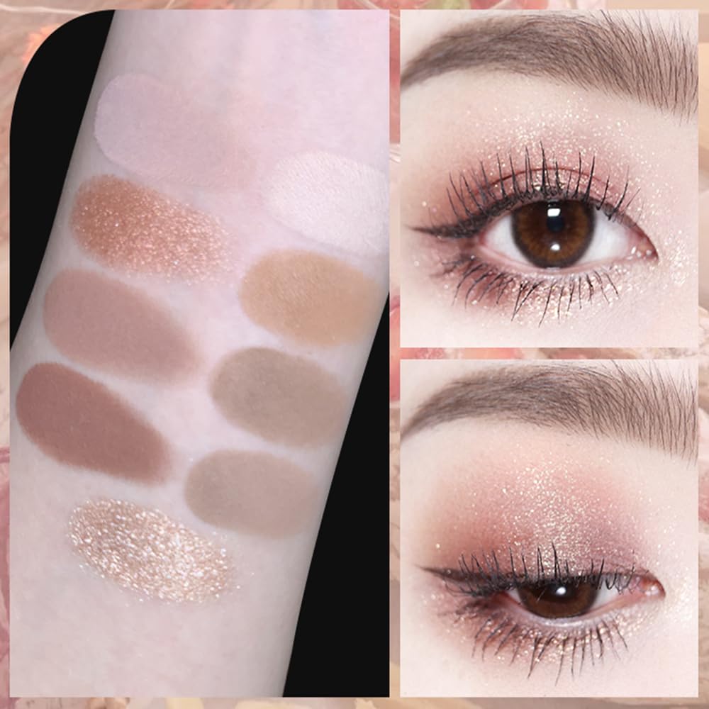 9 Colors Eyeshadow Palette Kit - Matte & Shimmer Glitter Nude Eyeshadow with 3 Brushes, Cute Toast Shaped Blush Palette for Long-Lasting Daily Eye Makeup (#03) | Perfect for Everyday Wear, Party & Special Occasions