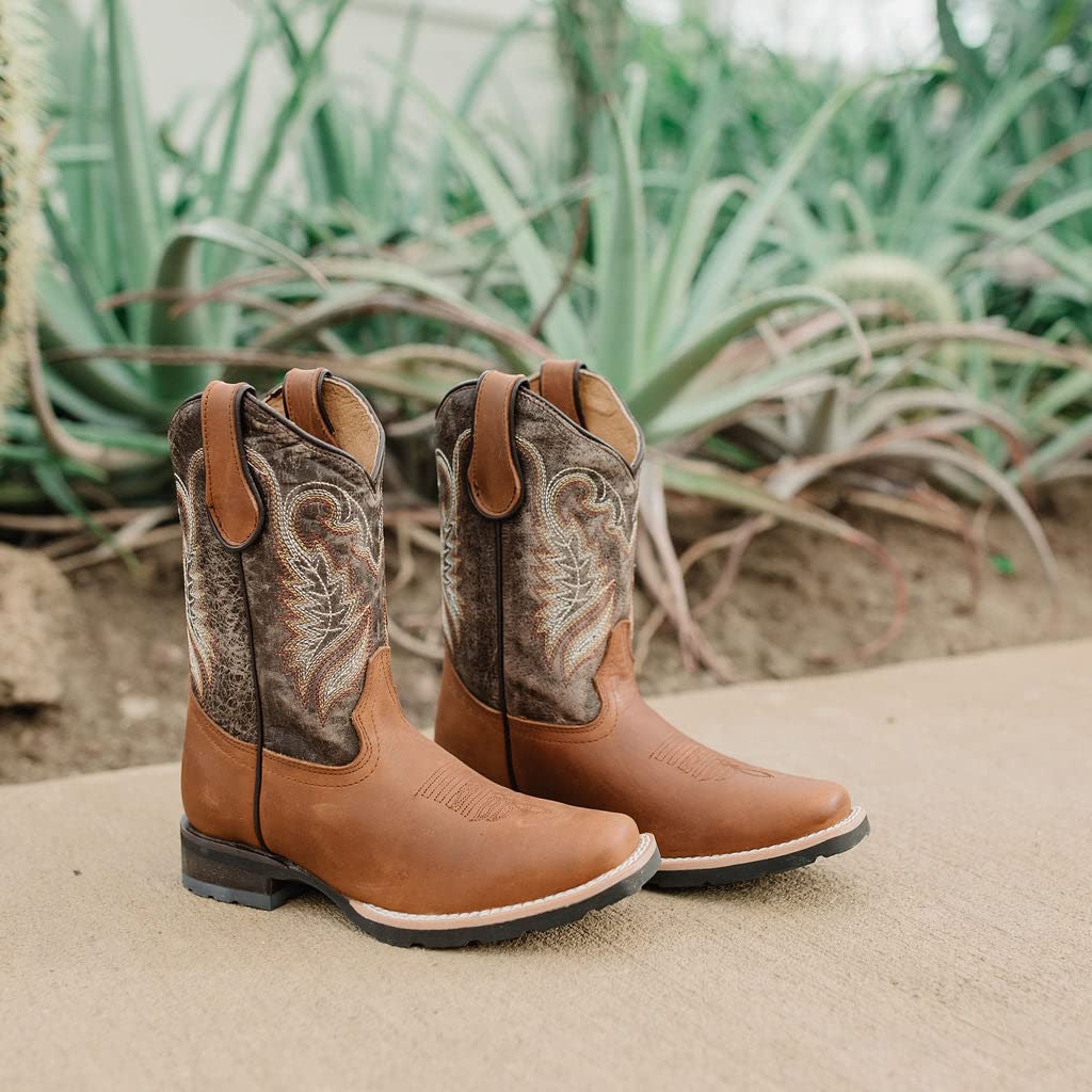 Authentic Leather Kids Cowboy Boots - Square Toe Western Boots for Toddlers & Children | K4003 (Miel) | Perfect for Rodeos, Parties & Country Style Outfits