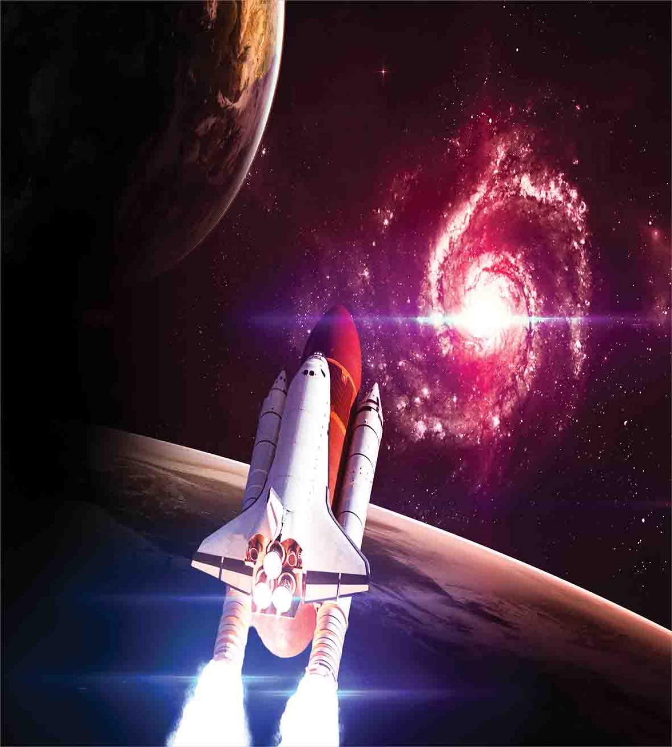 Ambesonne Galaxy Duvet Cover Set - King Size 2-Piece Bedding with 4 Pillowcases | Space Themed Milky Way & Planets Design in Magenta & White | Perfect for Astronomy Lovers' Bedroom Decor & Sci-Fi Themed Rooms
