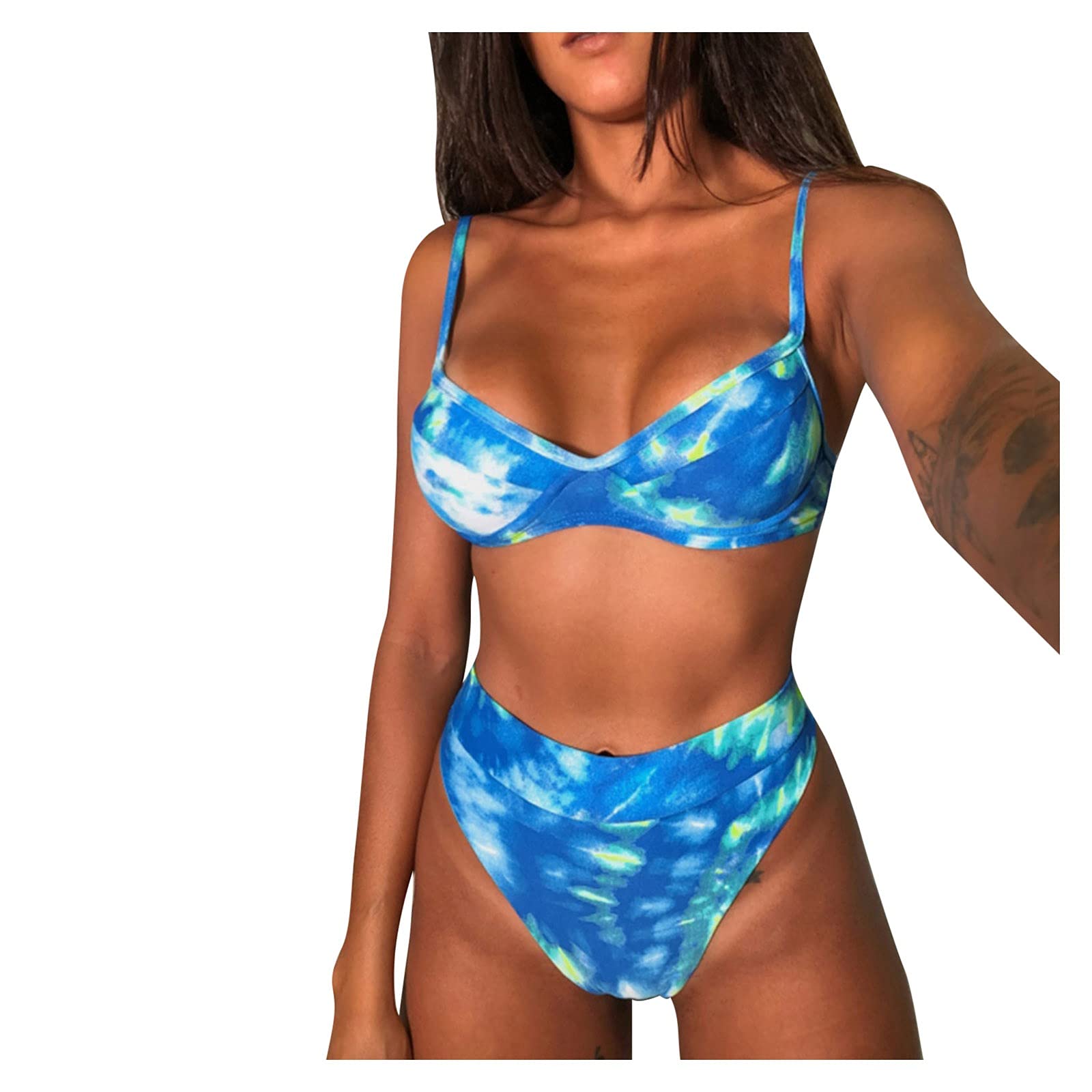Sexy High Waisted Bikini Set for Women - Solid Color Twist Design Two Piece Swimsuit | Perfect for Beach Vacation, Pool Party & Summer Getaways