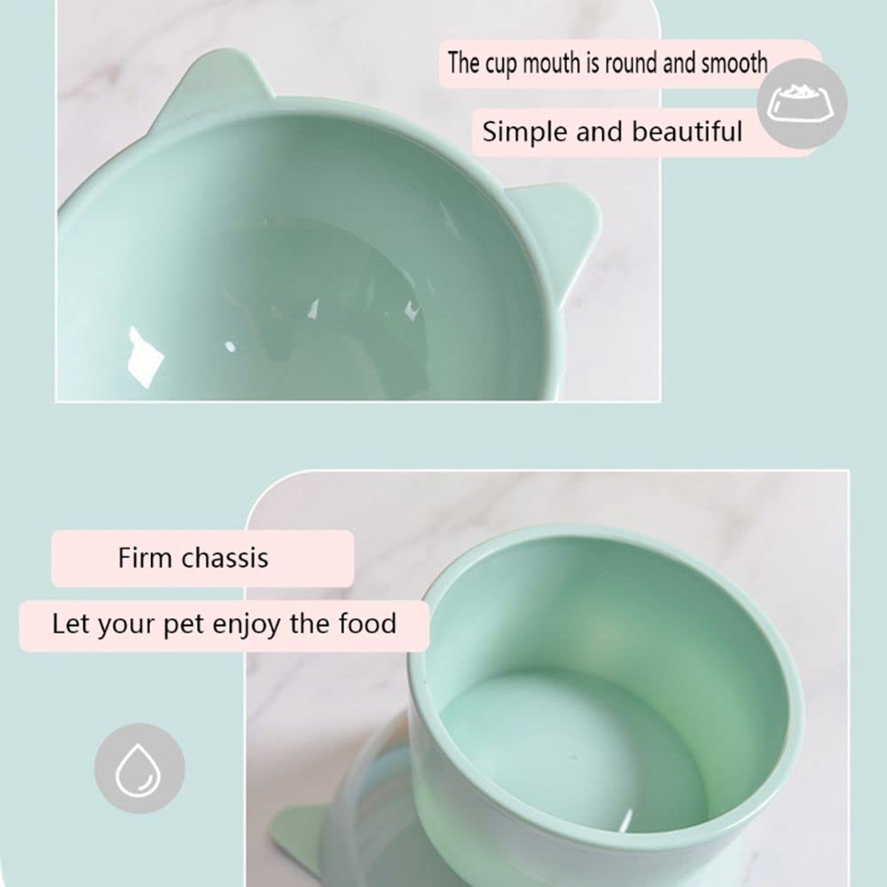 Raised Tilted Elevated Cat Food and Water Bowl - No Spill Plastic Pet Feeder for Flat-Faced Cats & Small Dogs (Pink) - Perfect for Persian, British Shorthair, and Pugs at Home or Travel