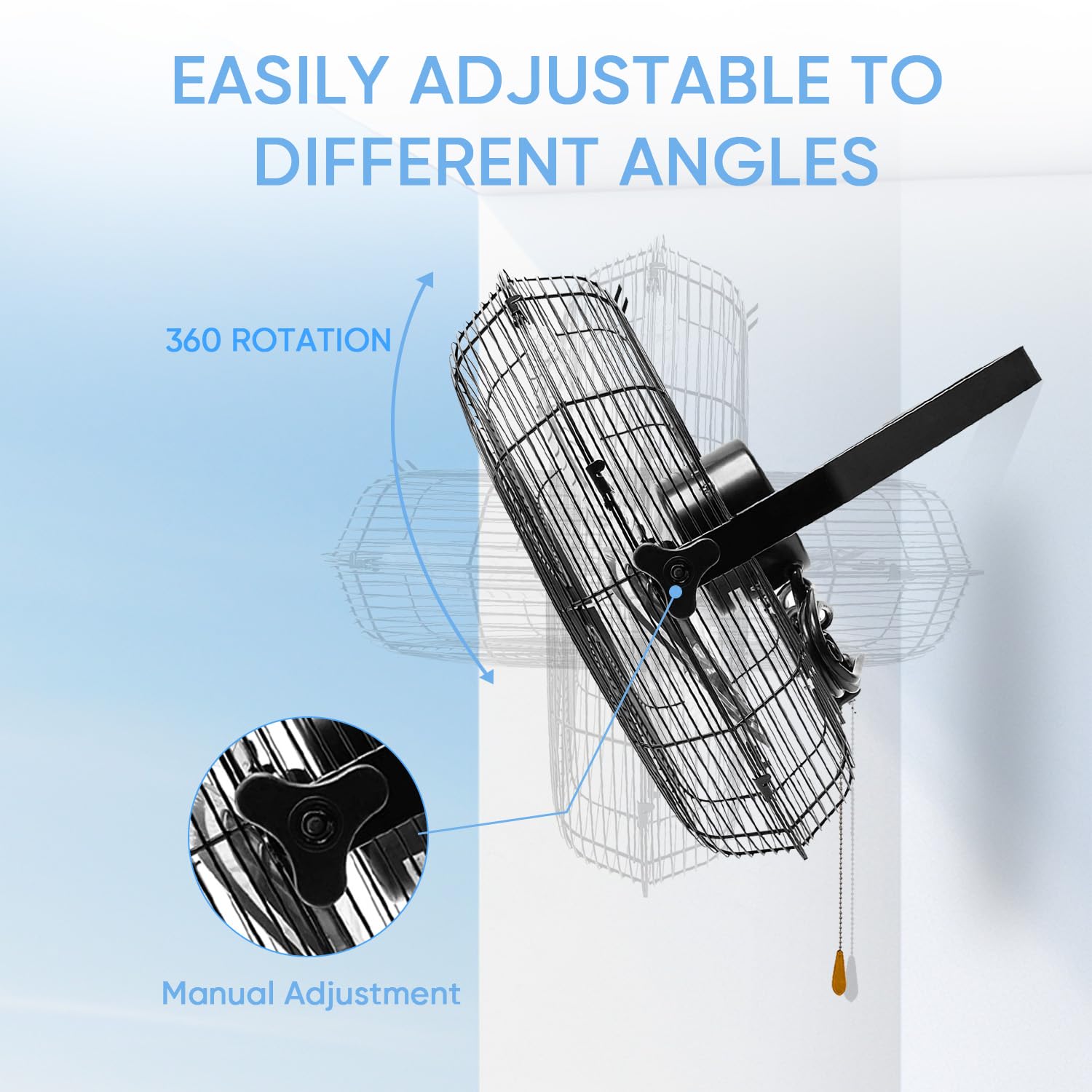 KEN BROWN 18 Inch Industrial Wall Mount Fan - 4300 CFM Heavy Duty Metal Fan with 3-Speed High Velocity & Oscillation - Perfect for Patios, Shops, Greenhouses, Garages, Commercial Spaces & Gazebos | Ideal for Cooling Large Areas, Ventilation & Air Circulation