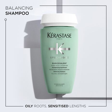 Kérastase Specifique Bain Divalent Balancing Shampoo for Oily Roots & Dry Ends - Gentle Cleansing for Color-Treated Hair - Perfect for Daily Use & Scalp Care
