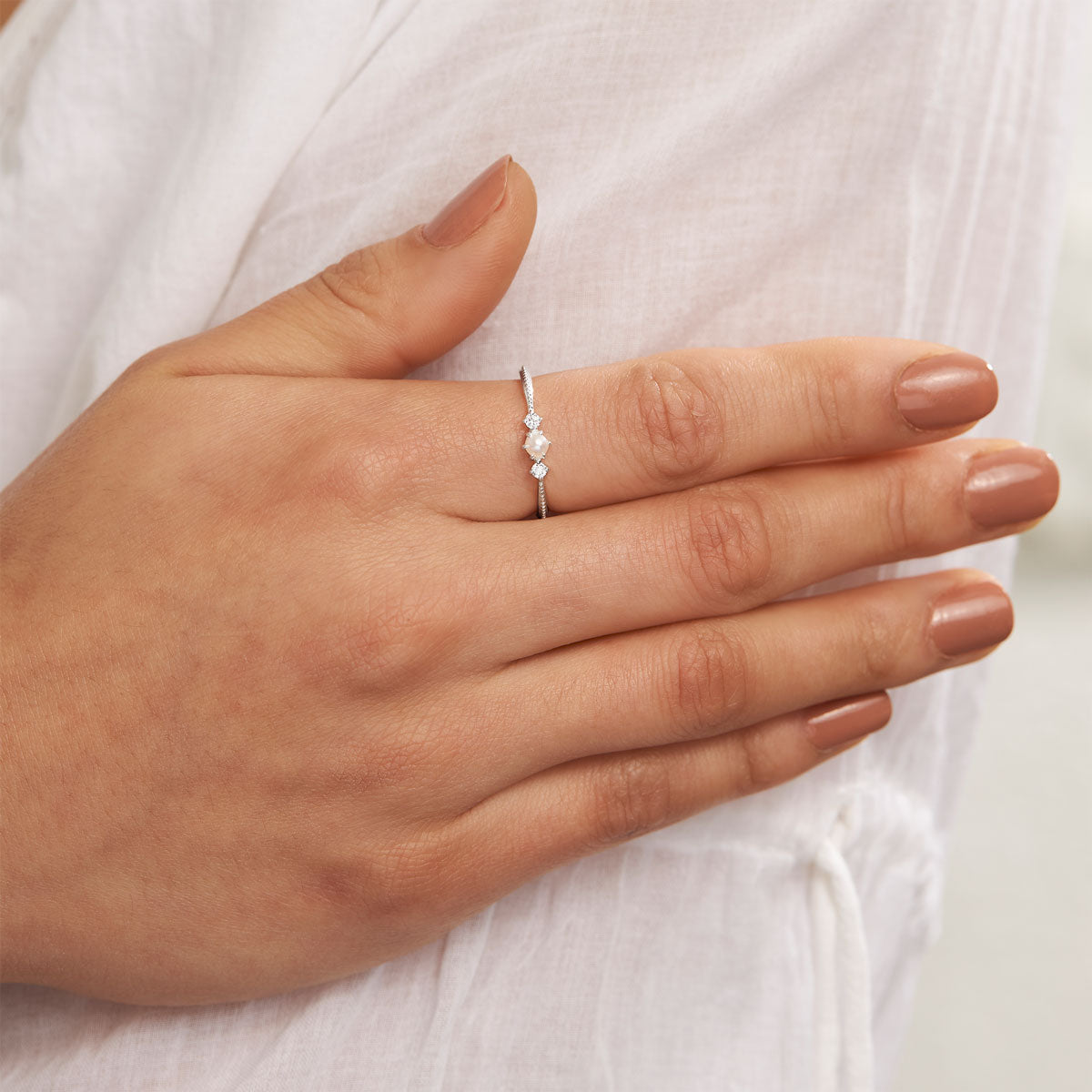 Divine Wisdom Pearl Ring - Elegant Sterling Silver Pearl Jewelry for Women, Perfect for Weddings, Parties & Special Occasions
