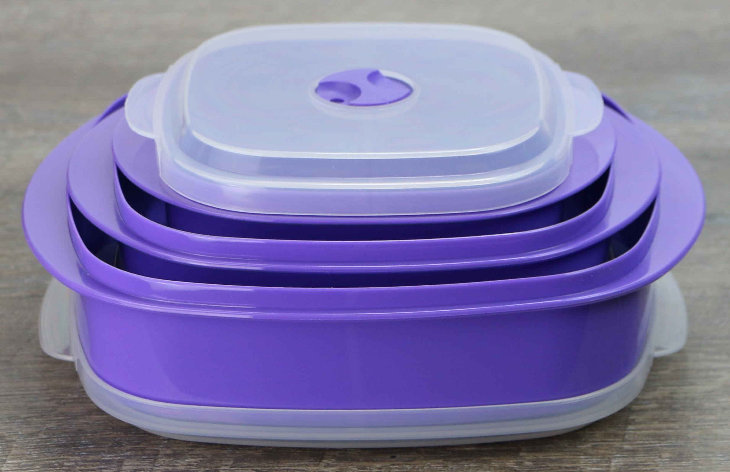 Reston Lloyd Nesting Microwave Containers Set of 3 - BPA-Free Plastic Food Storage with Adjustable Steam Vents | Airtight Meal Prep Containers for Freezer & Dishwasher Safe | Perfect for Leftovers, Office Lunches & Meal Prepping | Purple Cookware
