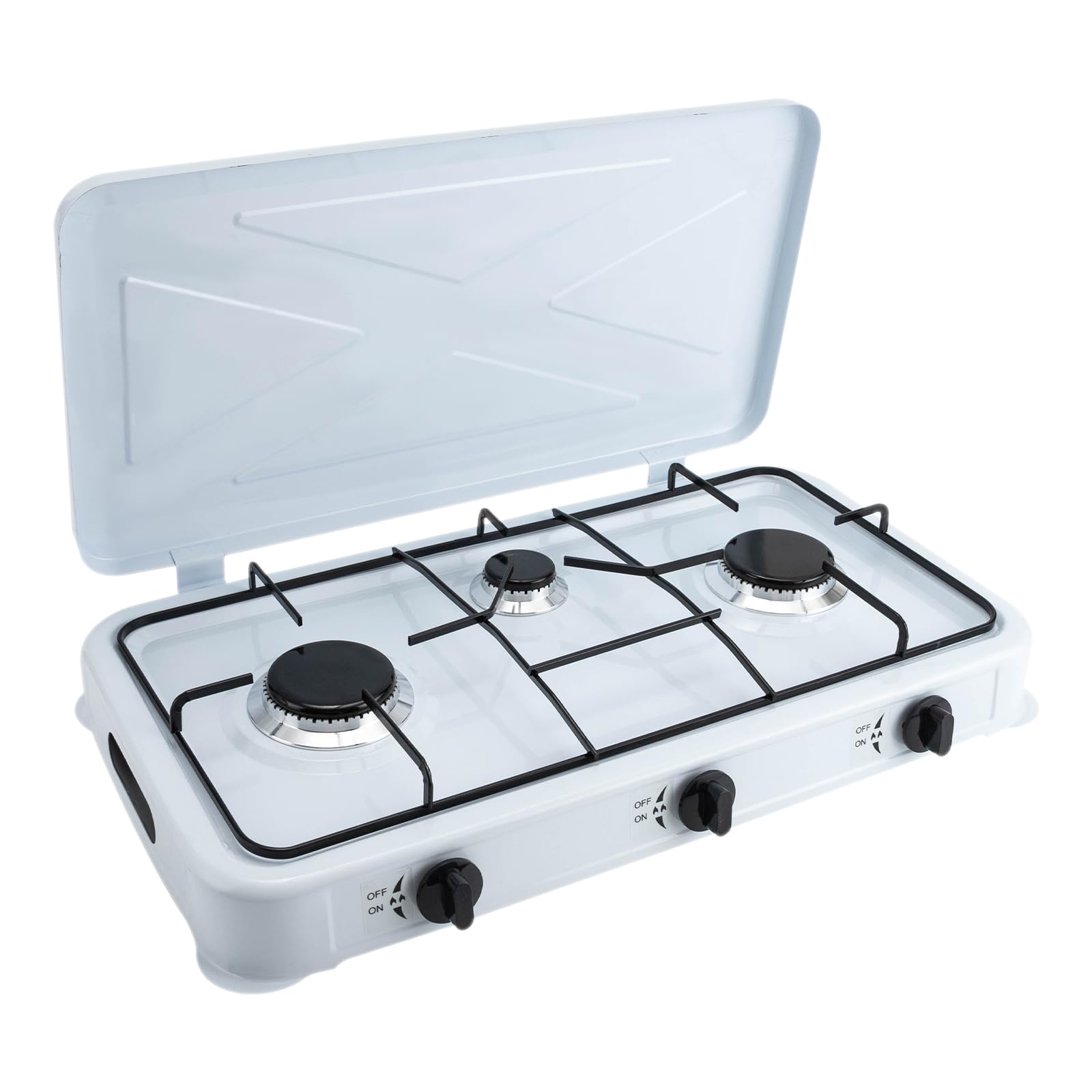 3 Burner Propane Gas Cooktop with Wind Blocker - Portable Camping Stove with Auto Ignition for RV, Apartment & Outdoor Cooking | Perfect for Camping Trips, Tailgating & Emergency Preparedness