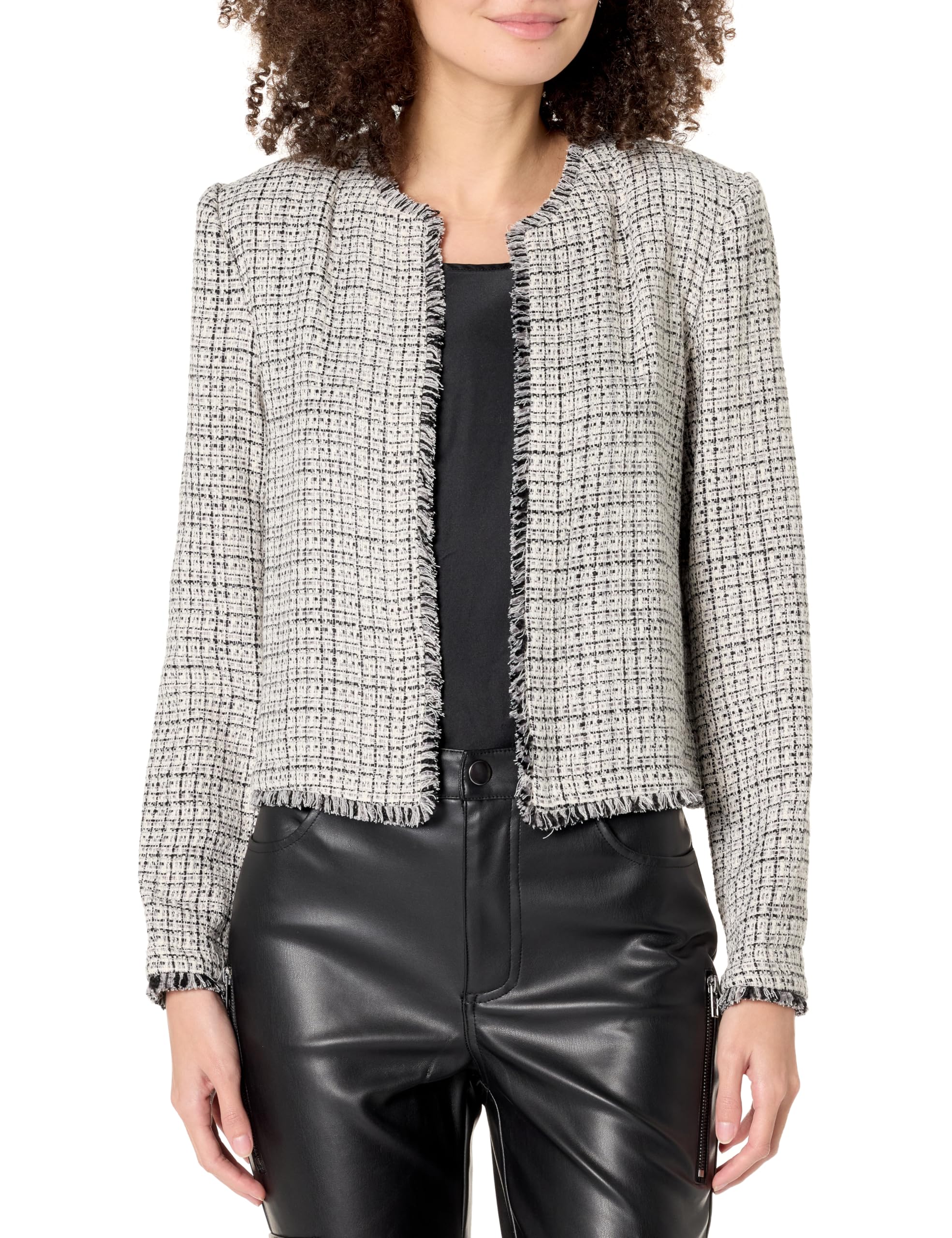 Calvin Klein Women's Fringe Shoulder Pad Blazer Jacket for Office Wear & Business Casual Outfits | Professional Work Attire & Stylish Evening Looks