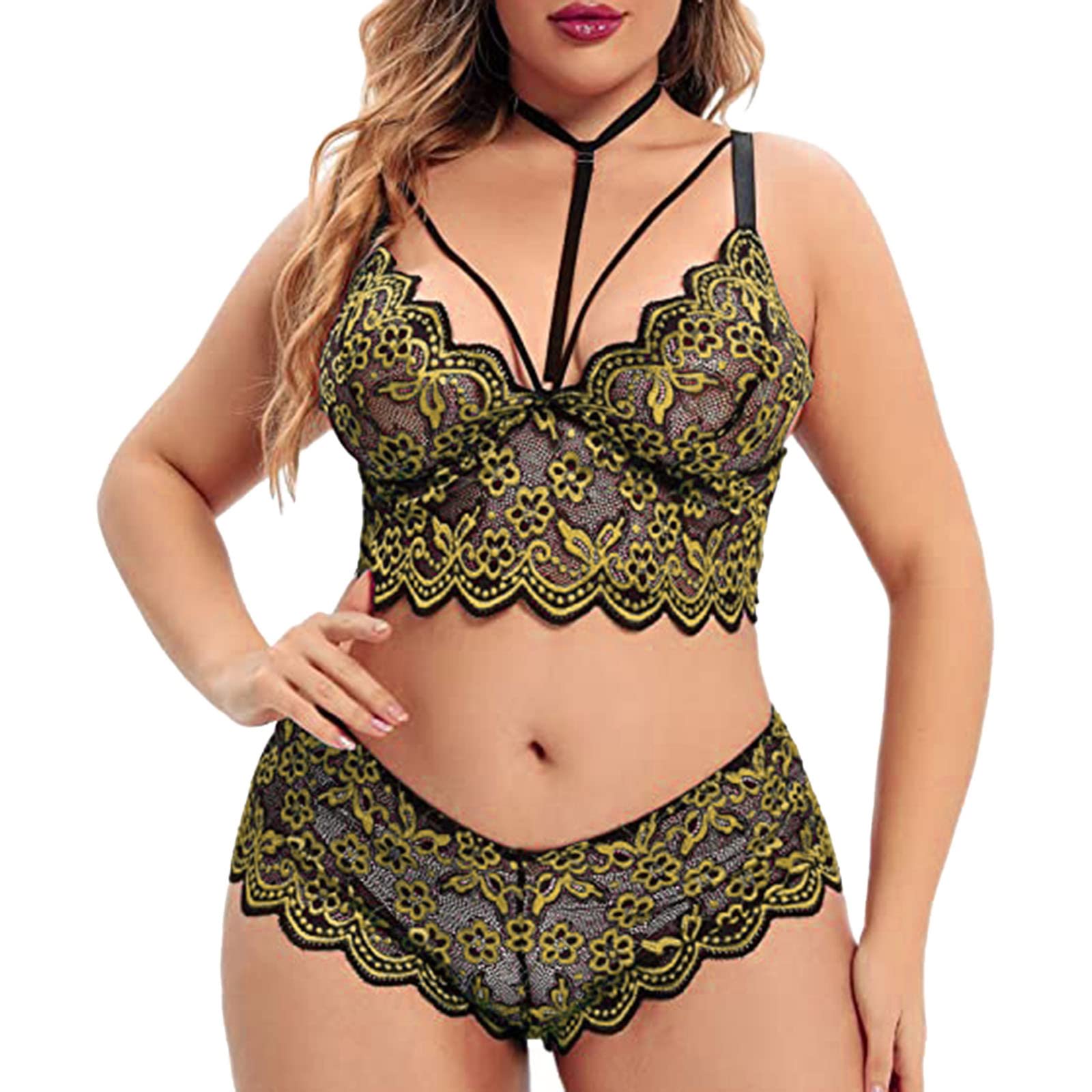 Plus Size Women's Sexy Lace Bodysuit with Snap Crotch - Deep V Neck Teddy Lingerie One Piece for Date Night & Boudoir Photography