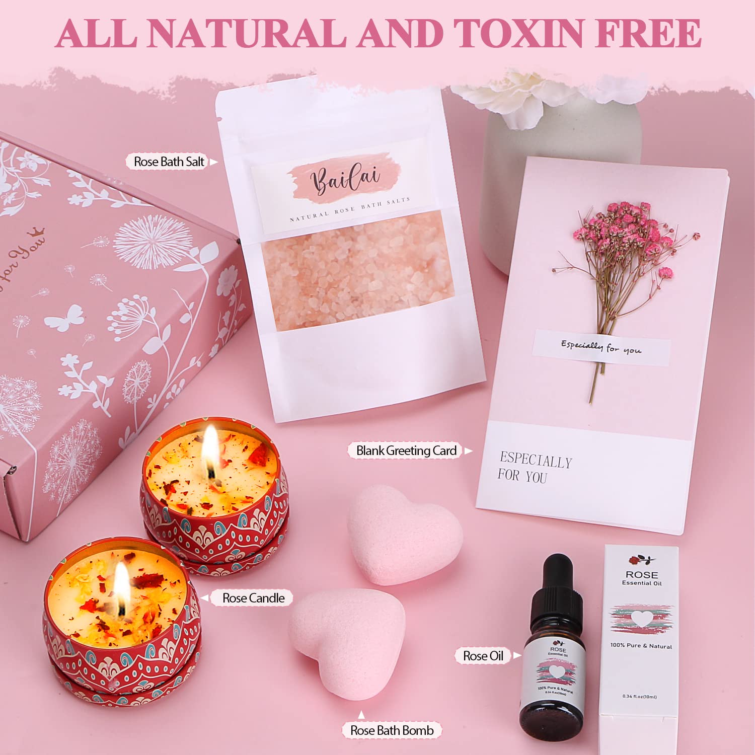 Unique Self Care Gift Set for Women - Relaxing Birthday Pamper Hampers Kit with Bath Essentials | Thoughtful Present for Best Friend, Sister, Mom | Perfect for Spa Nights, Get Well Soon Gifts & Stress Relief