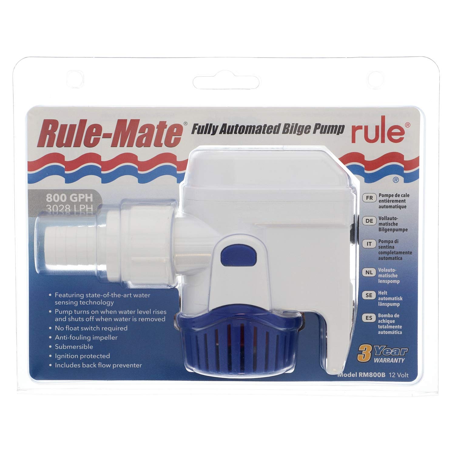 Rule Mate Fully Automatic Water Sensing Bilge Pump for Boats - Marine Safety & Flood Prevention Device for Yachts, Sailboats, and Fishing Vessels
