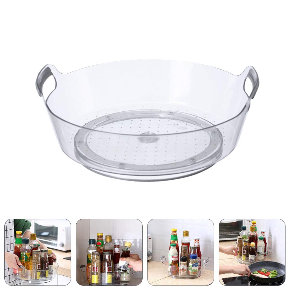 Hemoton 1-Piece Rotating Shelf - 360° Swivel Kitchen Turntable Organizer for Spices, Makeup & Bathroom Essentials | Space-Saving Cabinet Storage Tray for Vanity, Dressing Table & Countertop (Plastic) | Perfect for Pantry Organization, Cosmetic Display & Condiment Storage