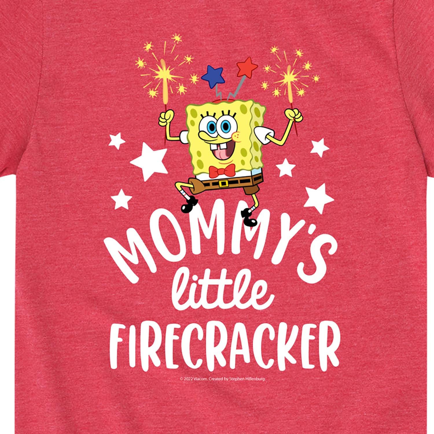 Spongebob Squarepants Graphic T-Shirt for Toddlers & Kids - Mommy's Little Firecracker Short Sleeve Cotton Tee - Fun Casual Wear for Playdates & Family Outings