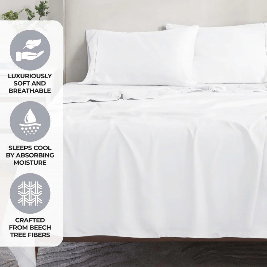 Premium 300 Thread Count Modal Bed Sheet Set from Beechwood - Deep Pocket Fitted Sheets for Queen/King Size Beds - Ultra Soft & Breathable Bedding for All-Season Comfort