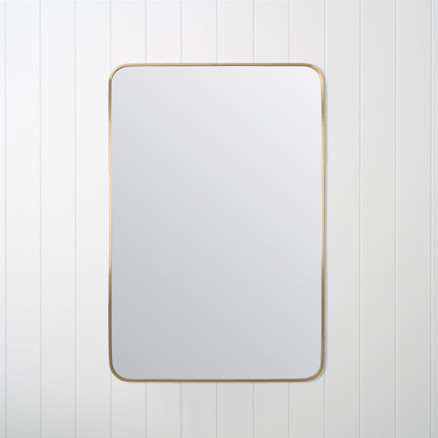 Brushed Brass Rectangular Wall Mirror - Elegant Home Decor for Living Room, Bedroom & Bathroom | Perfect for Vanity, Entryway & Dressing Area