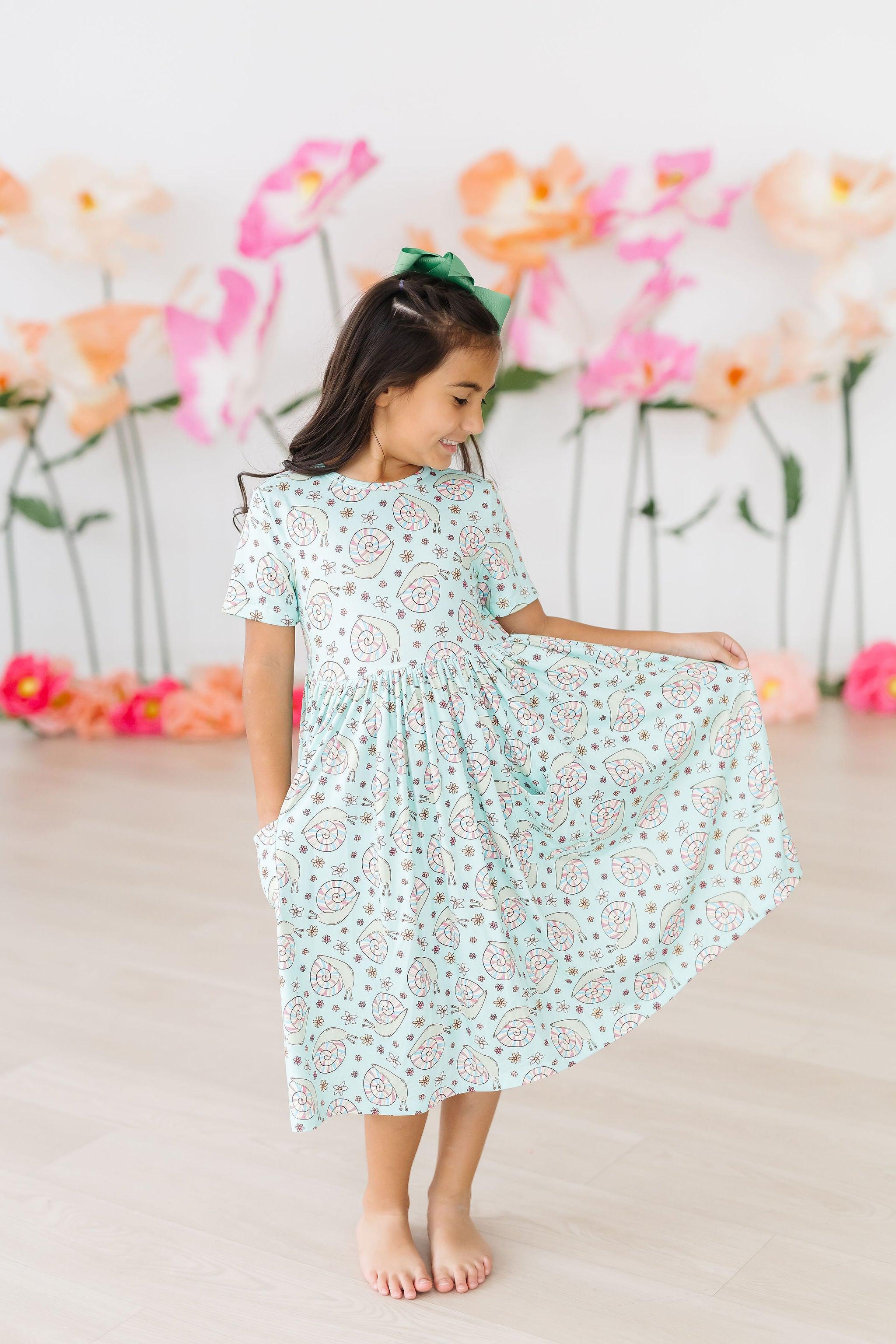 Spring Snails Women's Short Sleeve Pocket Twirl Dress - Flowy Summer Dress for Beach, Vacation & Casual Outings