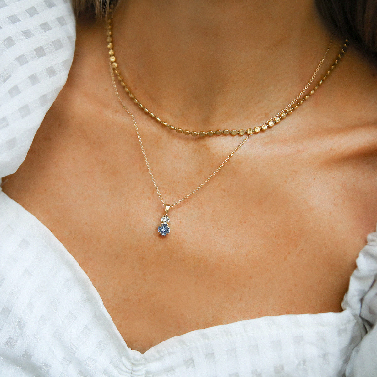 Leah Blue Crystal Necklace for Women - Elegant Layered Pendant Jewelry for Daily Wear, Parties & Gifts