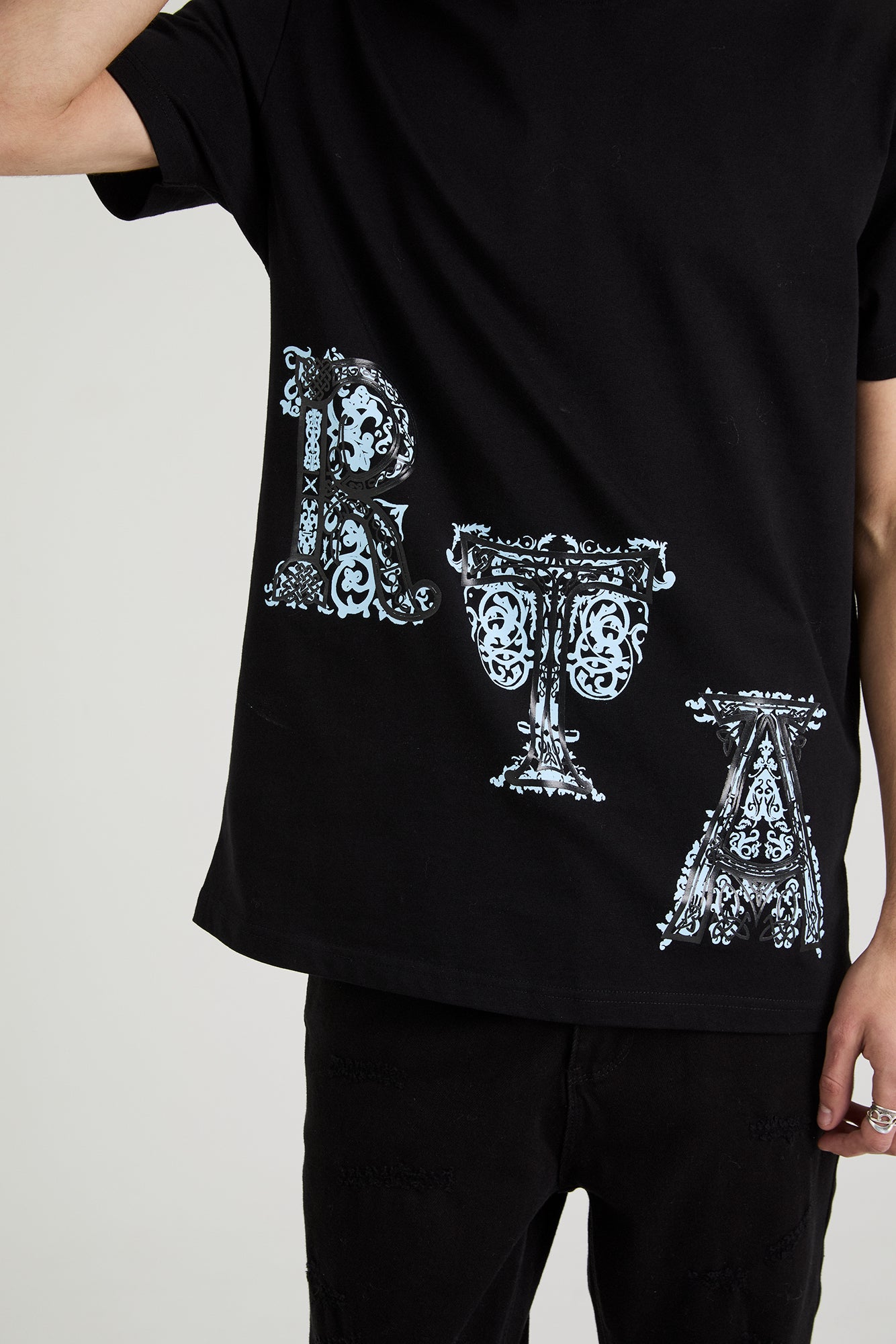 Liam Short Sleeve T-Shirt for Men - Black Illuminated Diagonal Print Casual Tee - Perfect for Streetwear, Gym & Everyday Outfits