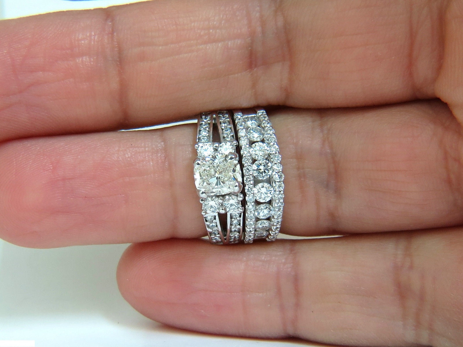 GIA Certified 3.02 Carat Cushion Brilliant Cut Diamond Engagement Ring & Wedding Band Set in 14K Gold - Perfect for Proposals, Anniversaries & Special Occasions