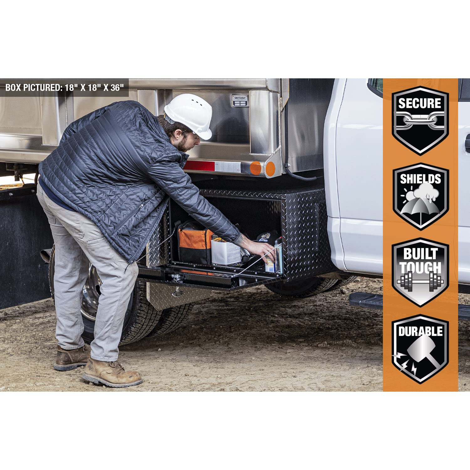 **Black Diamond Tread Aluminum Underbody Truck Tool Box – 18
