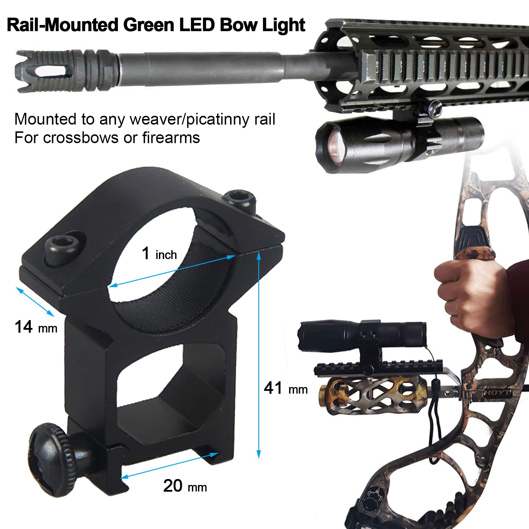 VASTFIRE 350 Yard Green Hunting Light - Zoomable Flashlight for Hog & Predator Hunting with Pressure Switch, Picatinny Rail Mount & 1-30mm Scope Mount - Perfect for Night Hunting, Tactical Missions & Outdoor Adventures (Includes Carrying Case)