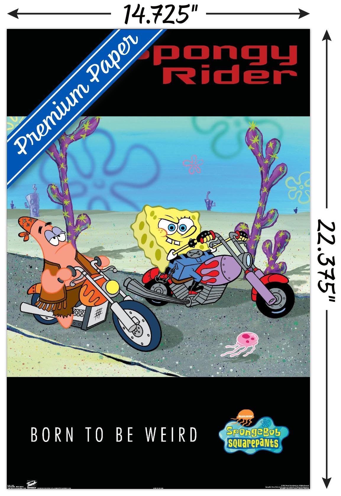 Trends International Nickelodeon SpongeBob SquarePants Biker Wall Poster - 14.725 x 22.375 Inches, Premium Unframed Art Print for Kids Room Decor, Teen Bedroom, Game Room & Dorm Wall Art