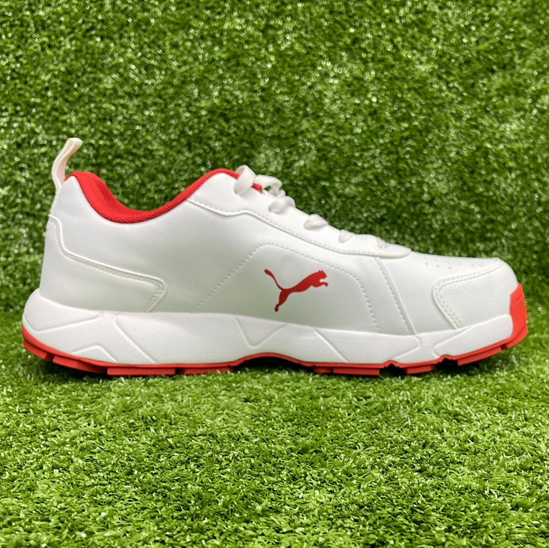 Puma Cricket Shoes for Men & Women - White, Grey, Dawn Red Blast - Lightweight & Comfortable for Sports, Running, Gym & Casual Wear