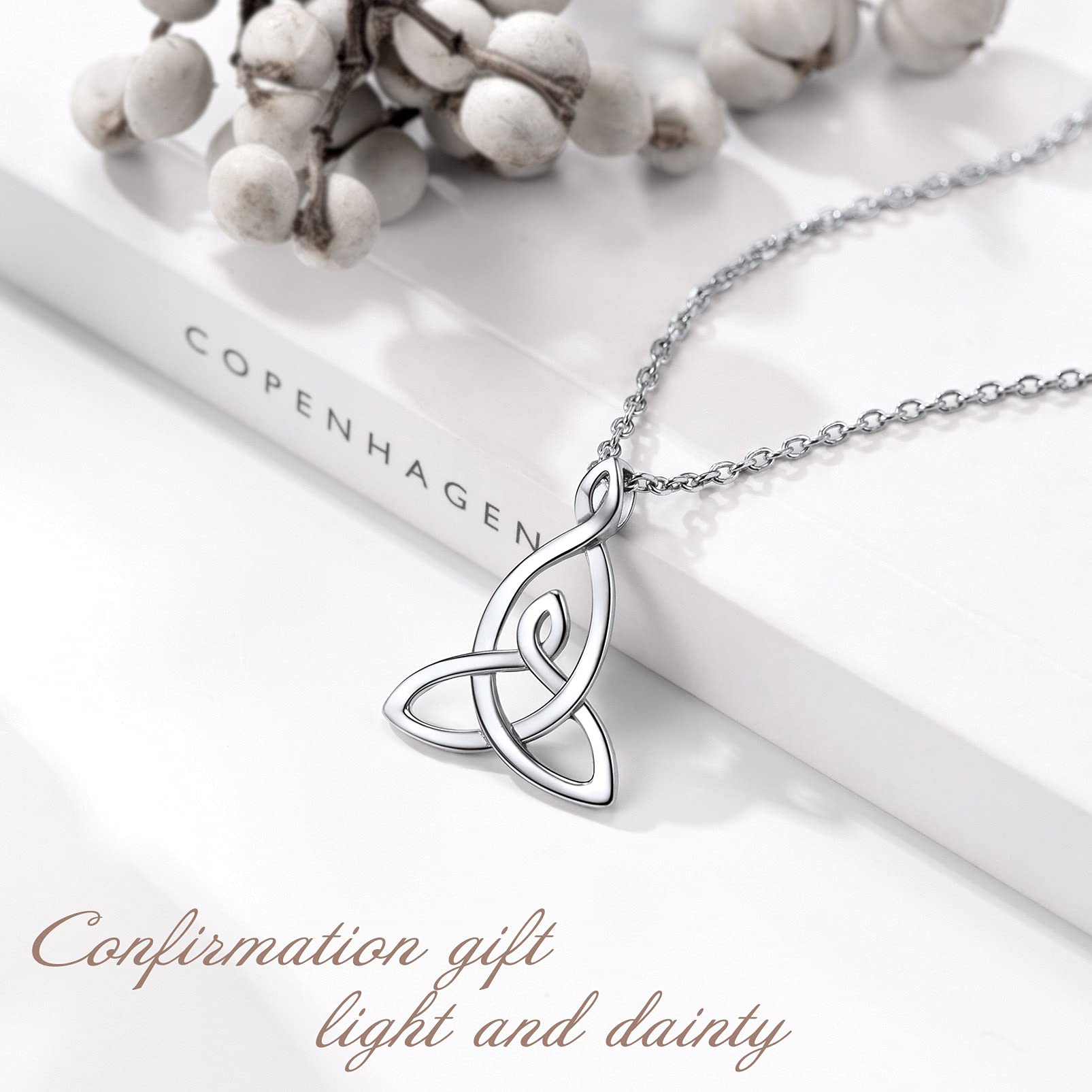 Celtic Love Knot Necklace for Women - 925 Sterling Silver Irish Jewelry | Adjustable 18-20