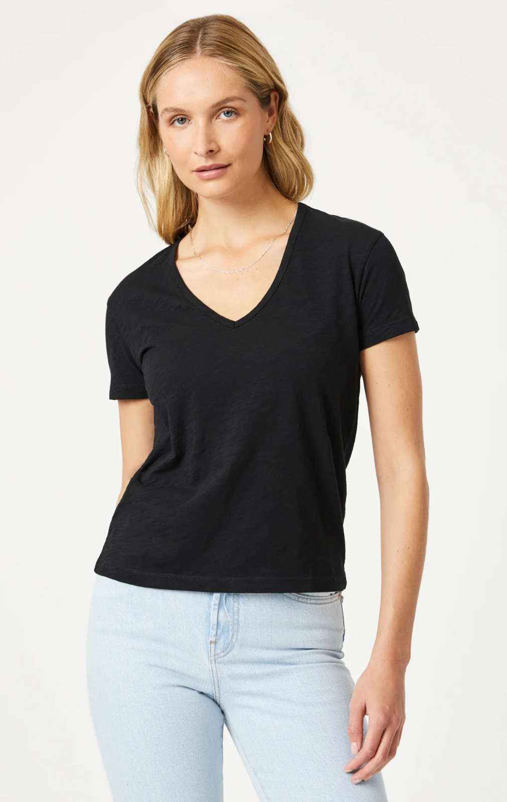 Soft V-Neck Jersey T-Shirt for Women - Comfortable Stretch Cotton Tee - Perfect for Casual Wear, Layering & Everyday Outfits
