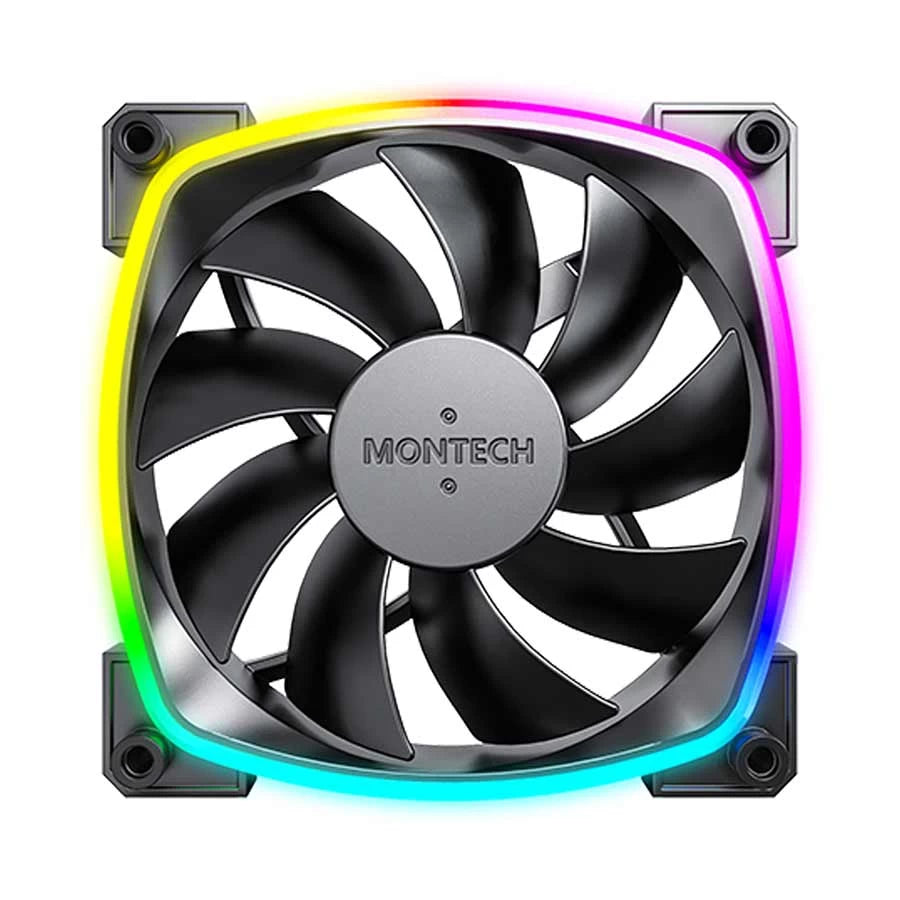 MONTECH AX120 ARGB 120mm PWM PC Cooling Fan - High Airflow, Low Noise, RGB Lighting for Gaming PC, Case, and CPU Cooler - Perfect for Gaming Rigs, Workstations, and Custom PC Builds (Black)