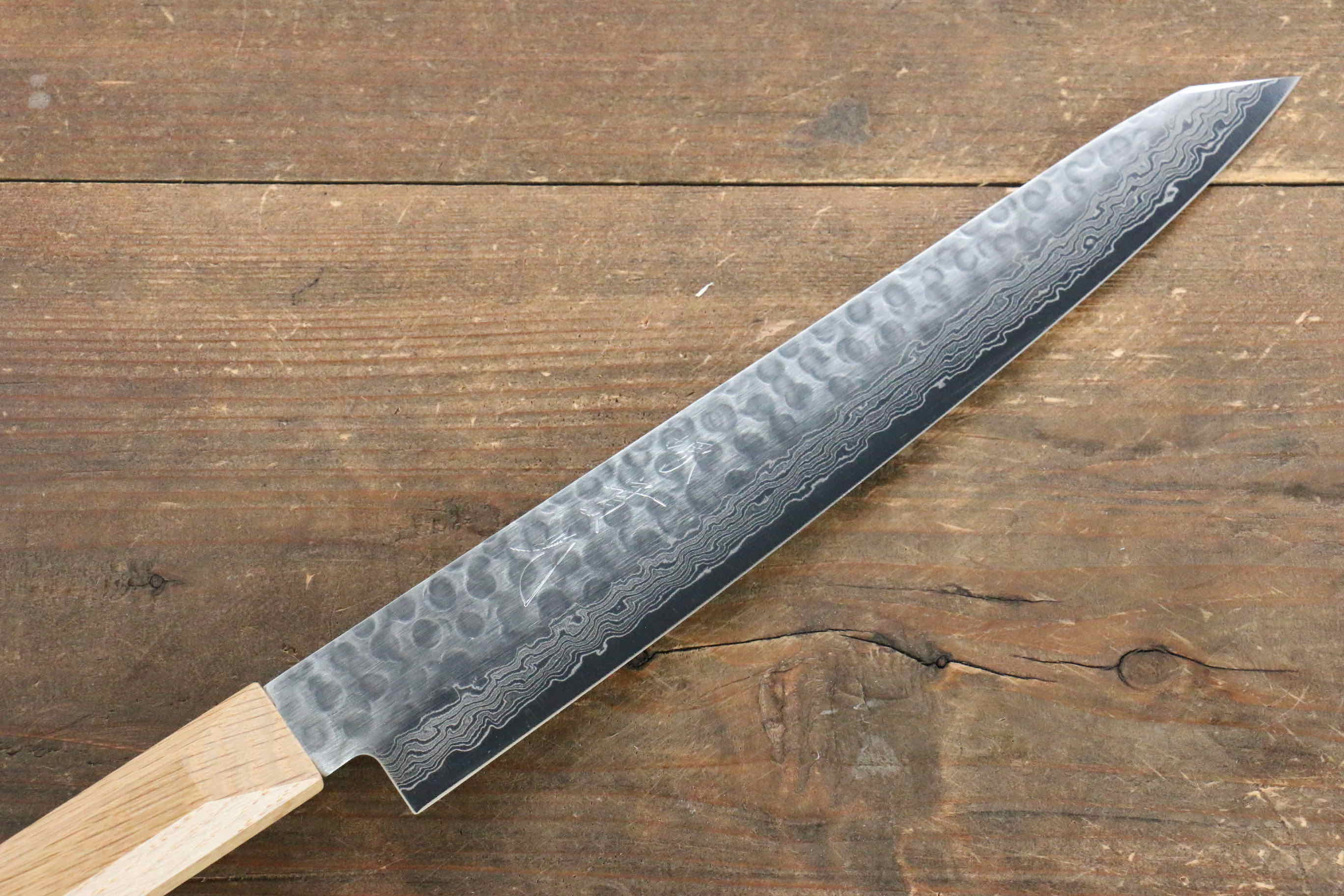 Premium Jikko VG10 17-Layer Sujihiki Sushi Knife 230mm with Oak Handle - Perfect for Slicing Sashimi, Sushi Rolls & Japanese Cuisine
