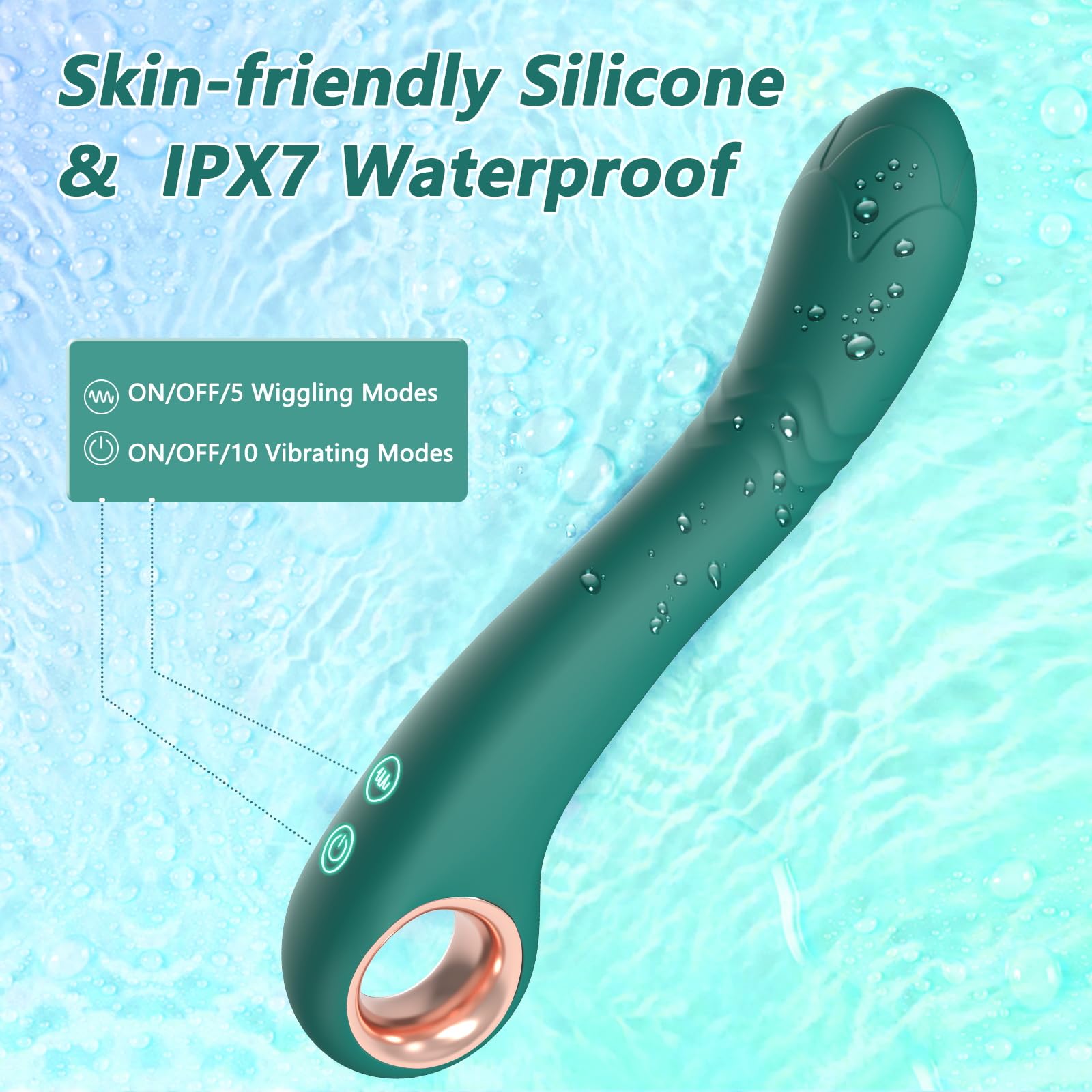 G Spot Vibrator for Women - Clitoral Stimulator with 5 Wiggling & 10 Vibrating Modes, Waterproof Bullet Vibrator & Anal Plug for Couples Play - Green Adult Sex Toy for Solo & Partnered Pleasure