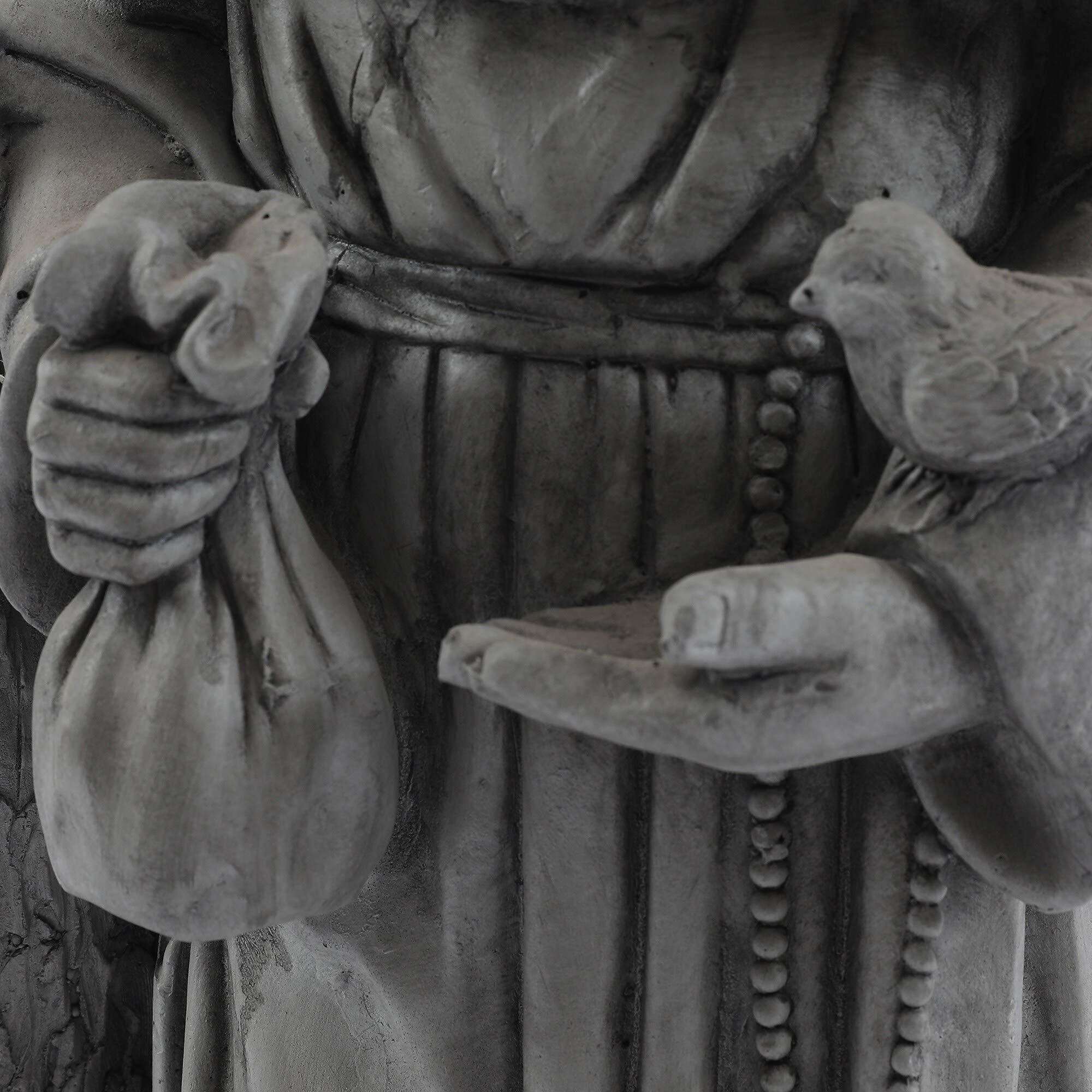 Saint Garden Statue - Grey Traditional Magnesium Oxide Stone Finish Outdoor Decor for Patio, Garden, and Yard