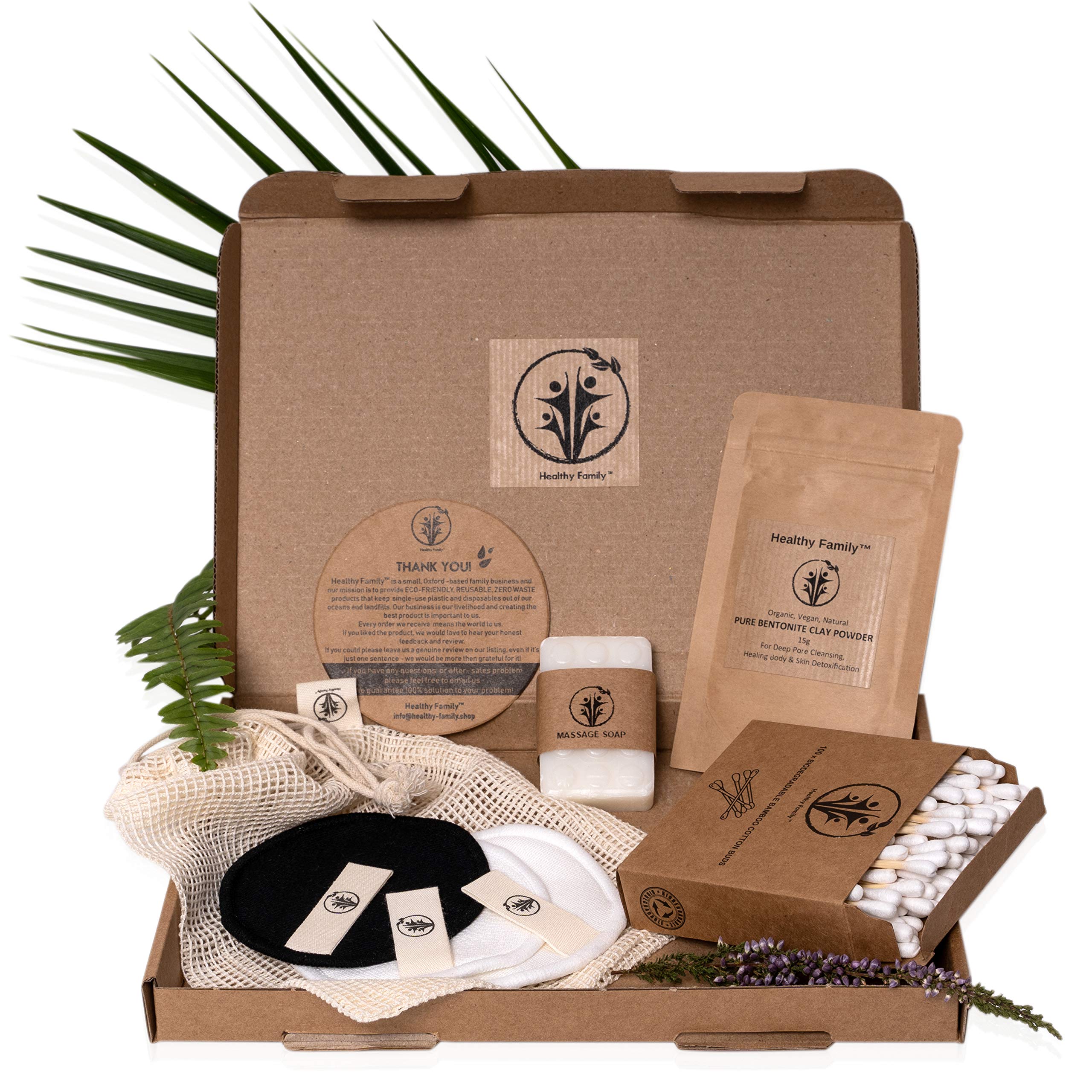 Zero Waste Gift Set - Sustainable Eco-Friendly Vegan Spa Box with Reusable Makeup Pads | Perfect for Eco-Conscious Gifting, Pampering Self-Care, and Zero Waste Starter Kits | Fits Through Letterbox