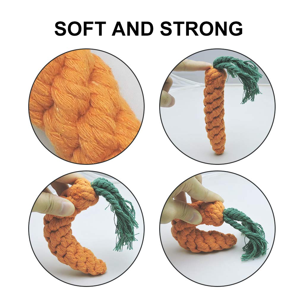 Andiker 3-Pack Durable Dog Chew Toys - Cotton Rope Puppy Teething, Teeth Cleaning & Training Toys for Small Medium Dogs (Lion, Carrot, Duck) - Interactive Plush Chew Toys for Boredom Relief & Playtime Fun