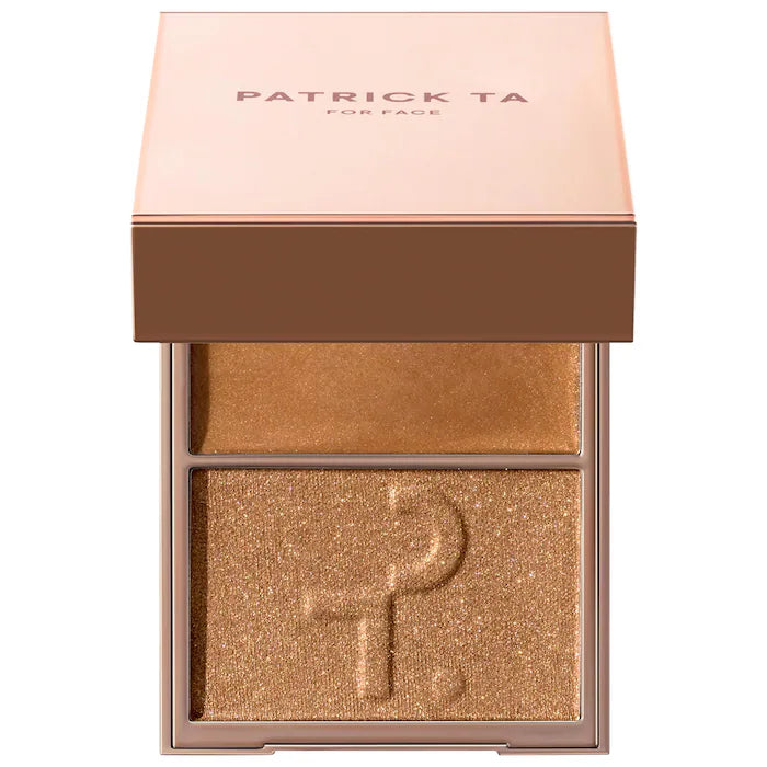 Patrick Ta Major Glow Duo - Cream & Powder Highlighter for a Radiant Glow | Perfect for Contouring & Everyday Makeup
