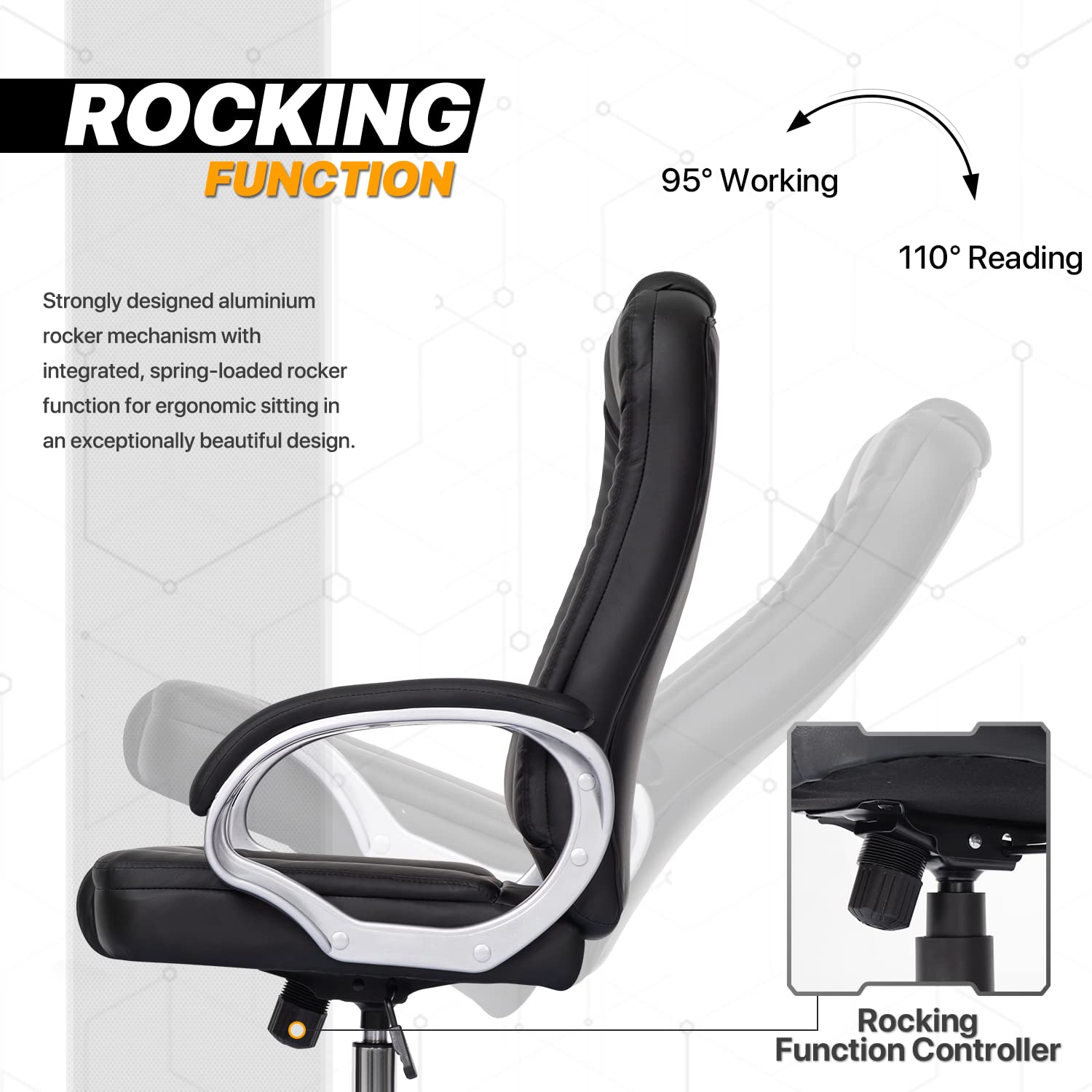 MoNiBloom Executive Office Chair with Ergonomic Lumbar Support - Big & Tall PU Leather Computer Chair with 29