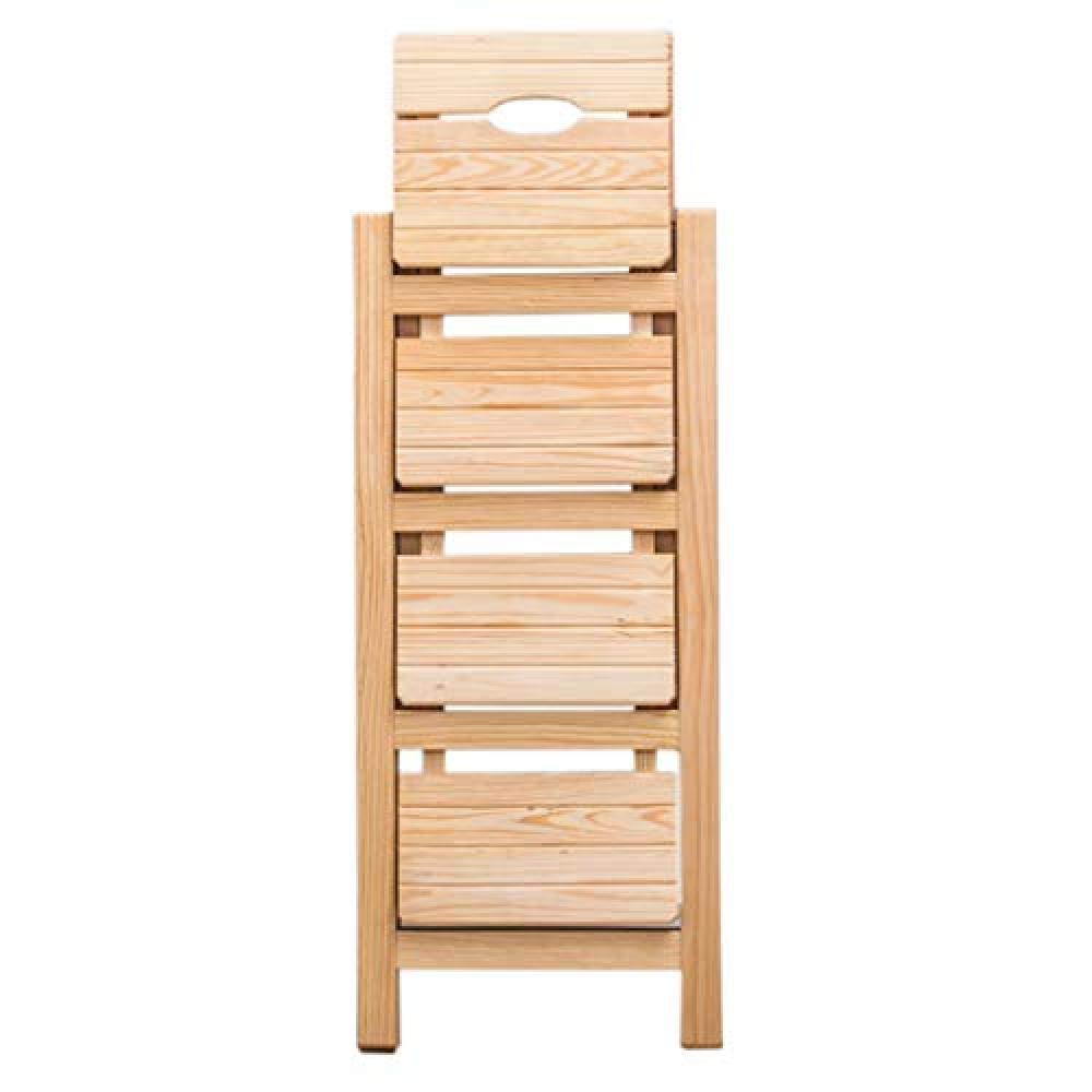 Solid Wood Folding Step Stool with 4 Safety Bars & Wide Pedal - Multifunctional Ladder for Home, Kitchen, Library (42×87×92cm) - Perfect as Footrest, Climbing Aid, and Storage Access