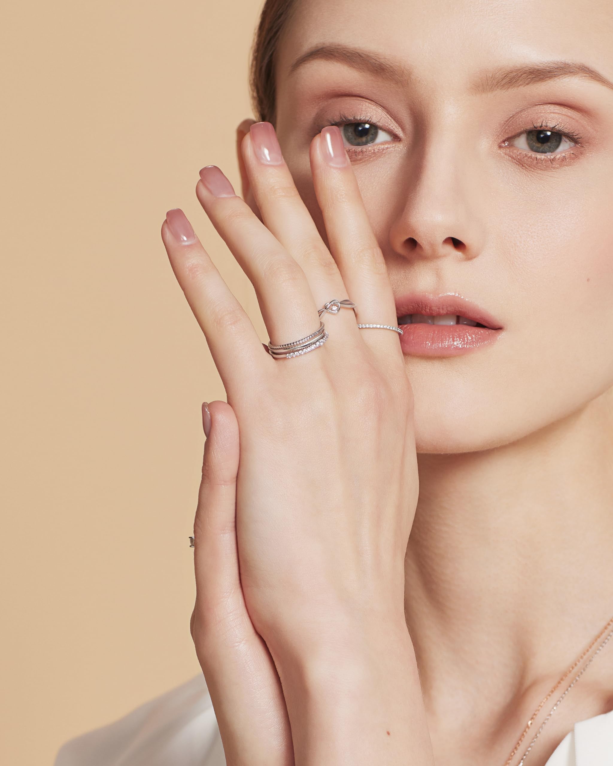 4-Piece Stackable Silver & Gold Rings Set for Women - Ultra Thin Minimalist Dainty Diamond Stacking Rings - Perfect for Layering, Everyday Wear & Special Occasions (Gold, Size 7)