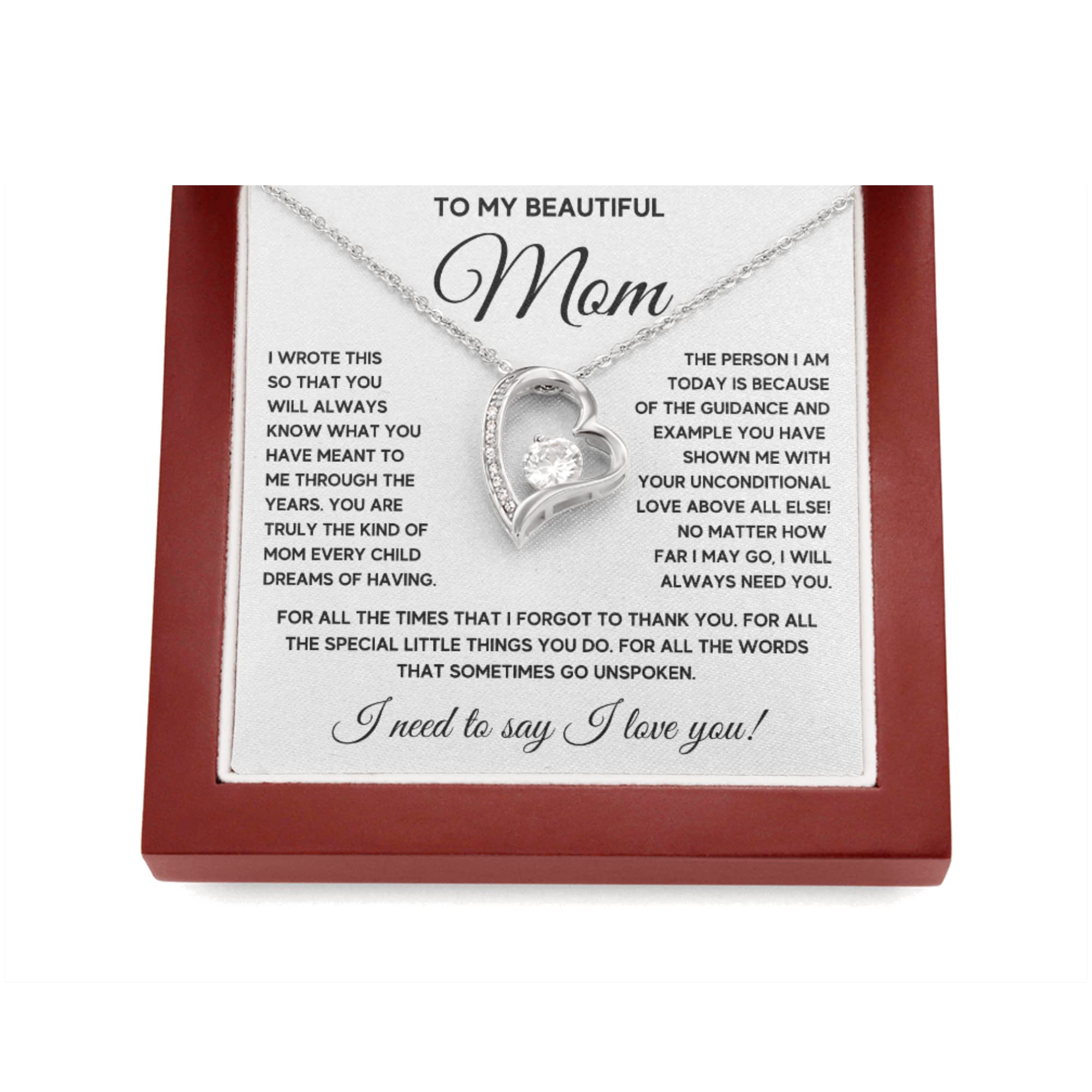 Mom Necklace Gift from Son - Engraved Pendant Jewelry for Mother's Day & Christmas - Perfect for Gifting