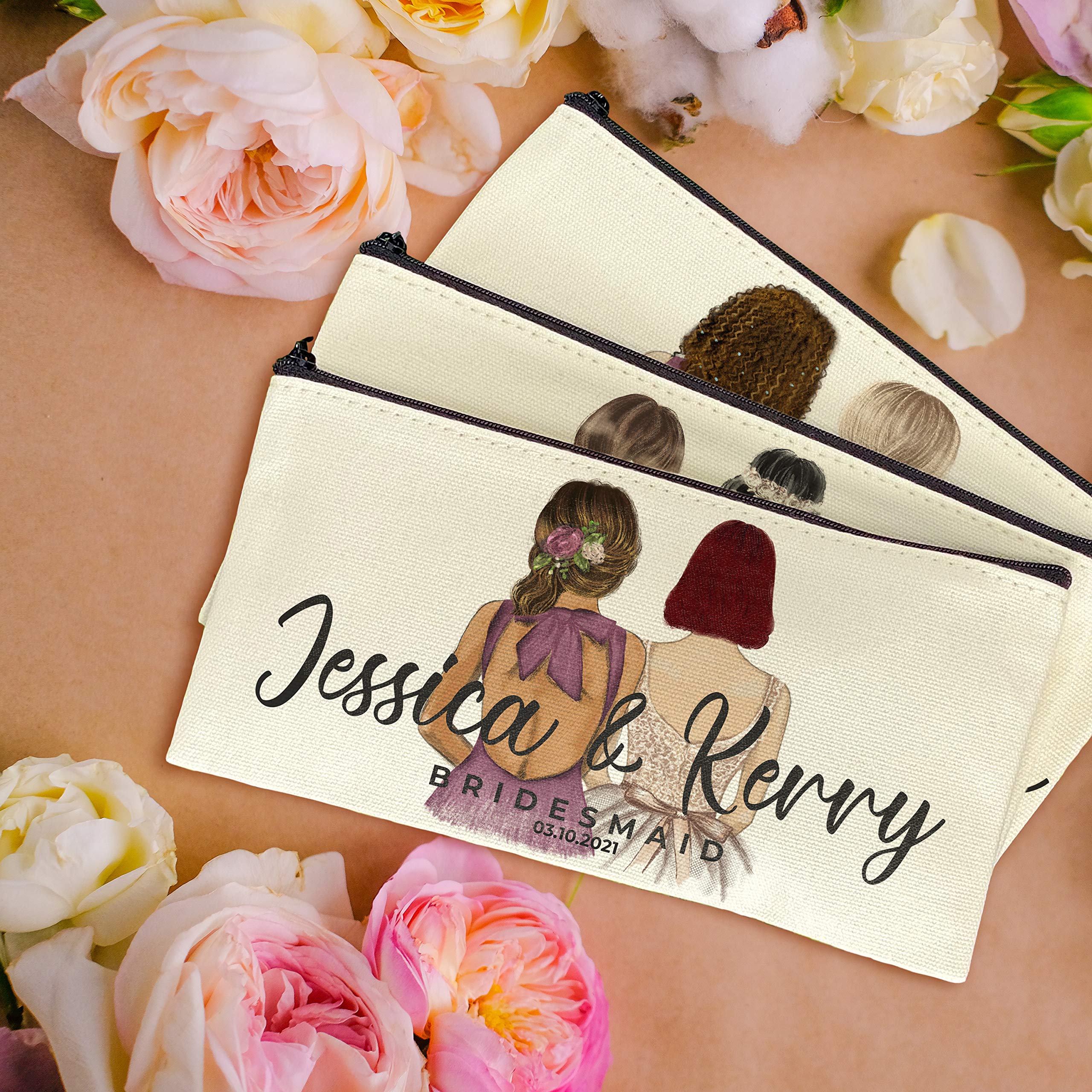 Custom Ugly Christmas Sweater Bridesmaid Cosmetic Bag - Personalized Makeup Organizer Pouch for Women | Perfect for Holiday Gifts, Bridal Party Favors & Christmas Party Accessories