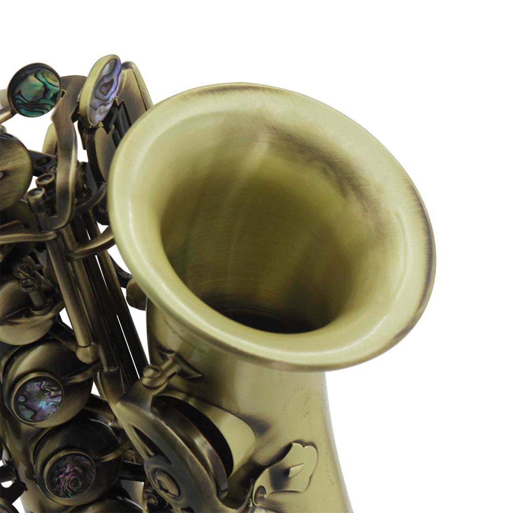 Vintage Style Bb Soprano Saxophone - Brass Woodwind Instrument with Carry Case, Gloves, Cleaning Cloth, Brush & Sax Strap - Perfect for Beginners, Jazz Bands & Live Performances