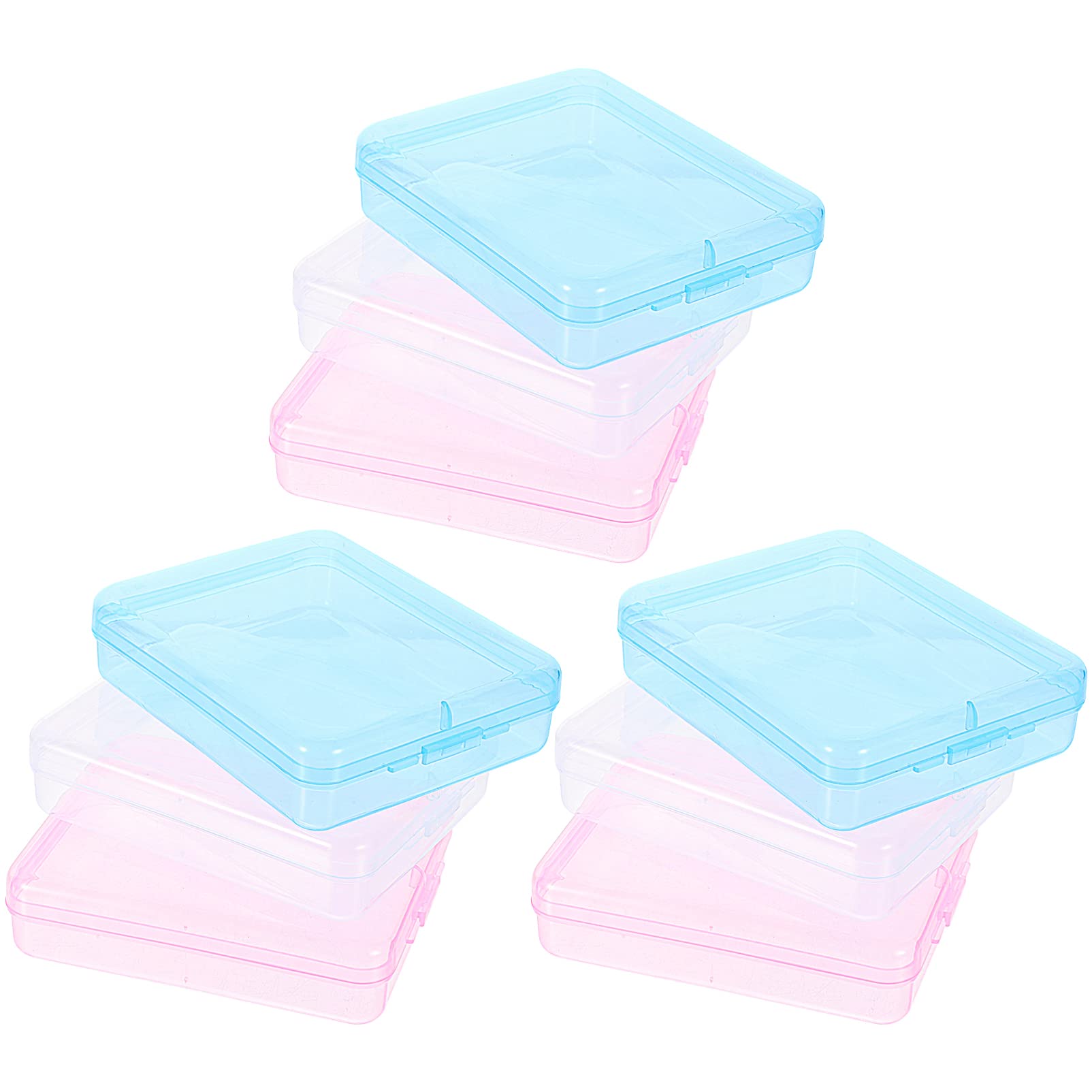 FRCOLOR 9-Piece Clear Plastic Storage Box Set with Lids - Transparent Makeup Organizer for Cotton Pads, Sponges & Travel Essentials | Perfect for Bathroom, Vanity & On-the-Go Organization