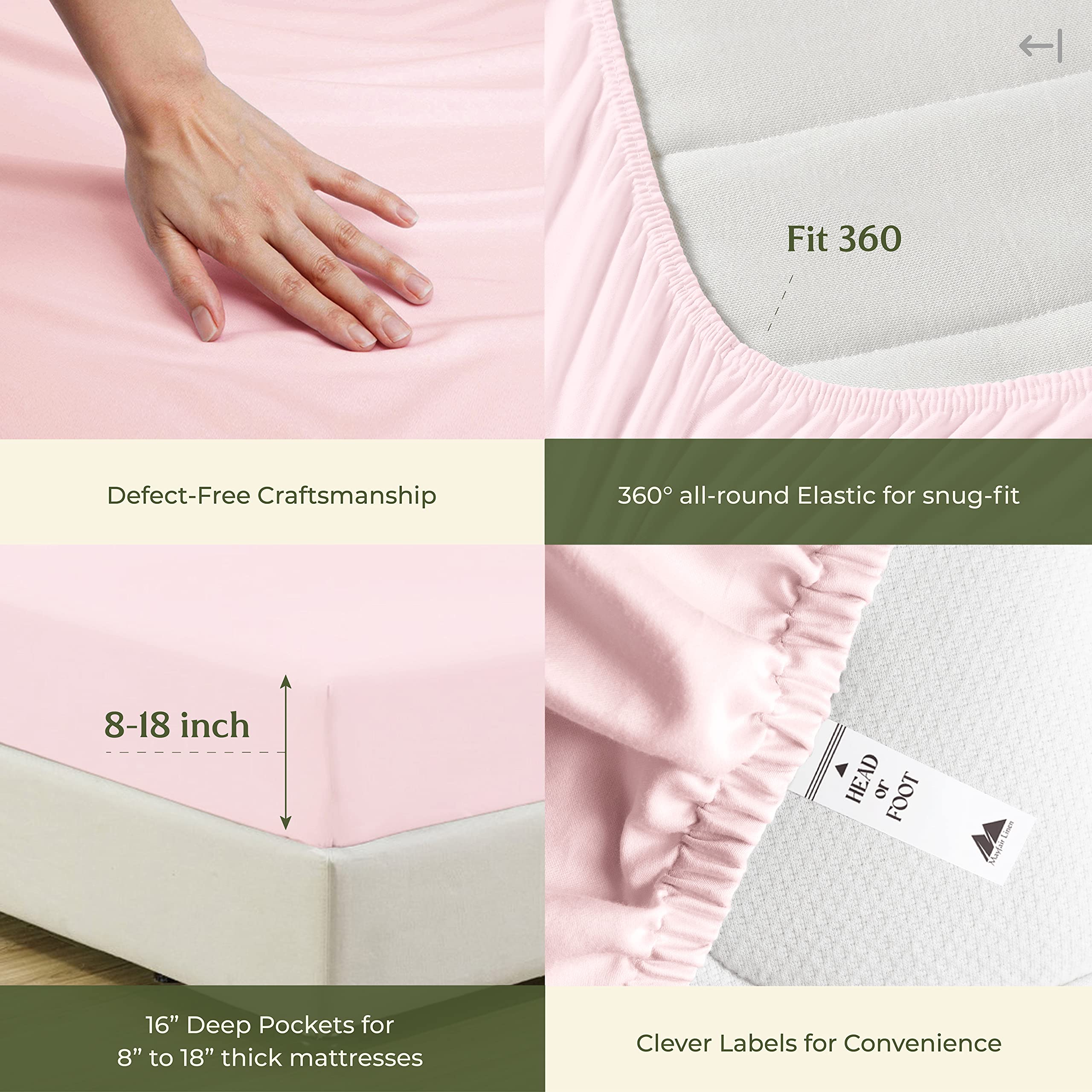 Premium 600 Thread Count 100% Egyptian Cotton Twin Sheet Set - 3 PC Soft & Cooling Luxury Bedding with 16