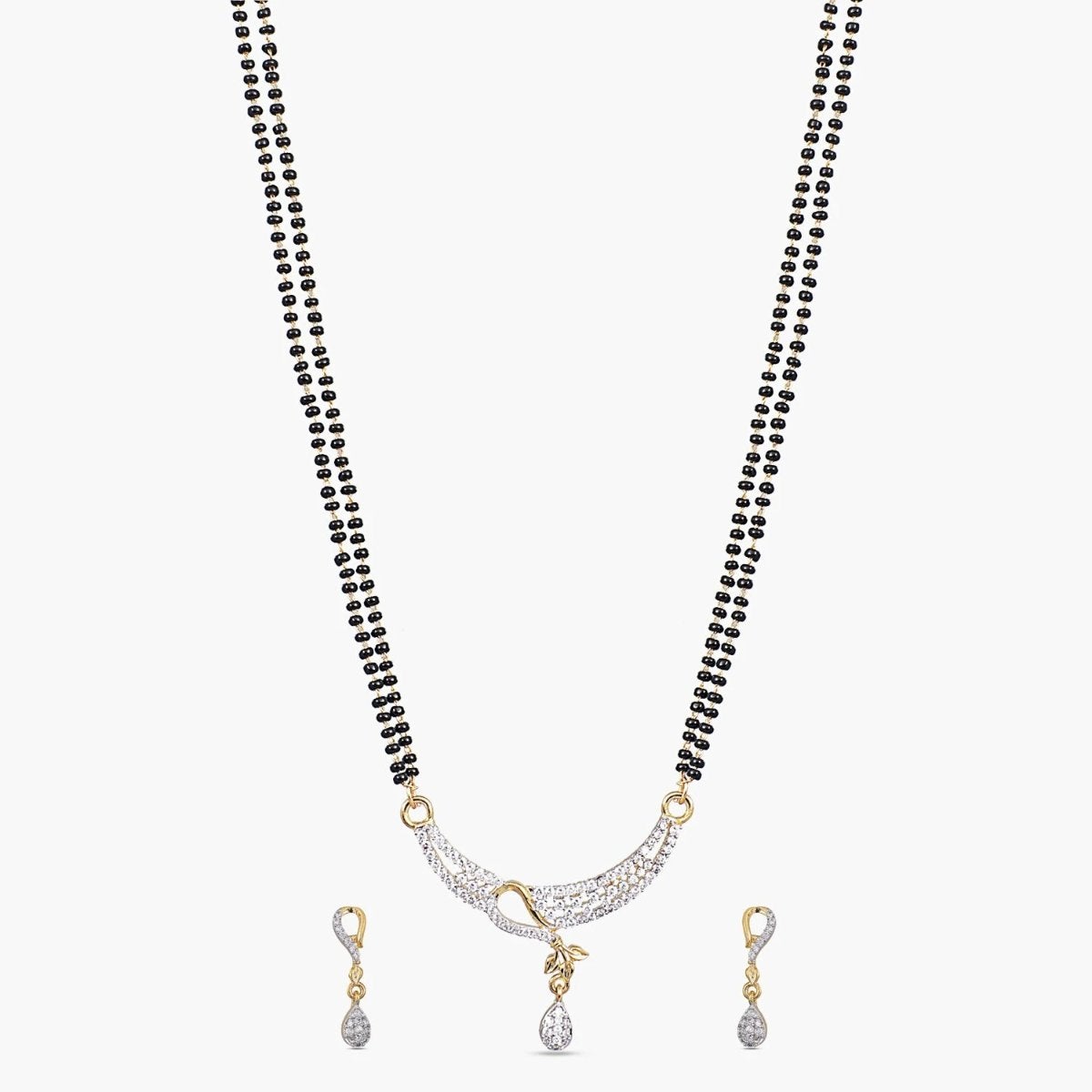Priyam Nakshatra CZ Black Beads Necklace Set - Elegant Cubic Zirconia Jewelry for Women | Perfect for Weddings, Parties & Special Occasions