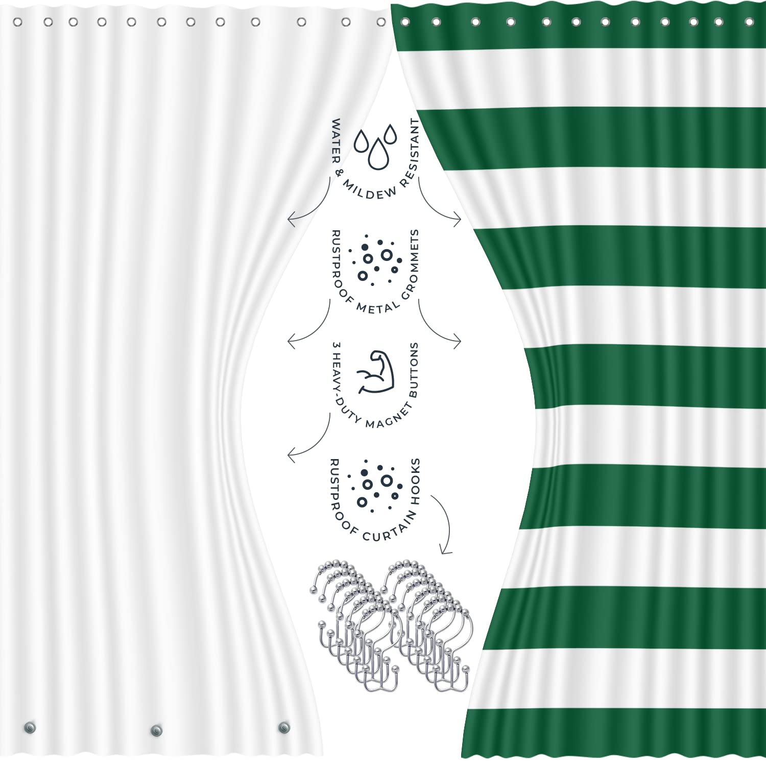 Clara Clark 23PC Green Bathroom Set with Shower Curtain & Accessories - Perfect for Modern Bathrooms