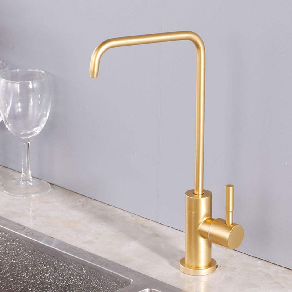 1/4'' Stainless Steel Reverse Osmosis Drinking Water Filter Faucet - Direct Pure Water Tap for Kitchen Sink - Gold Finish - Perfect for Clean Drinking Water & Cooking