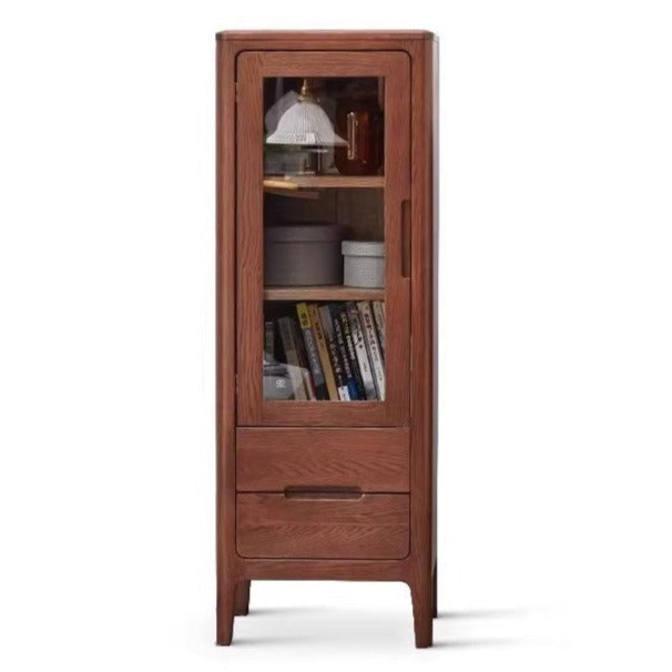 Solid Oak Wood Side Cabinet - Rustic Display Storage Shelf for Living Room, Bedroom & Entryway - Perfect for Home Decor & Organizing Books, Plants & Decorations