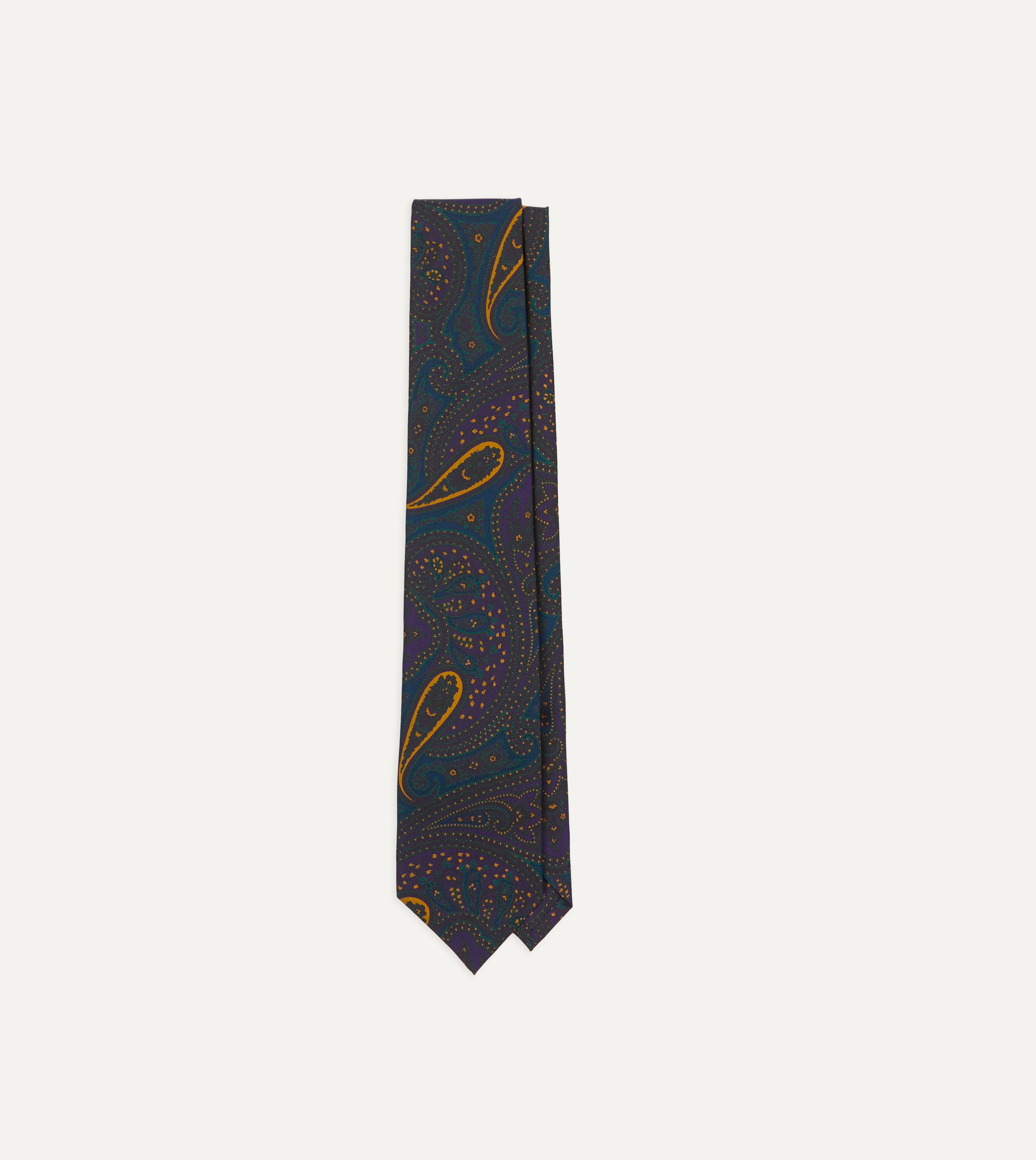 Elegant Teal & Purple Large Paisley Print Madder Silk Self-Tipped Necktie | Formal Business & Wedding Accessory for Men