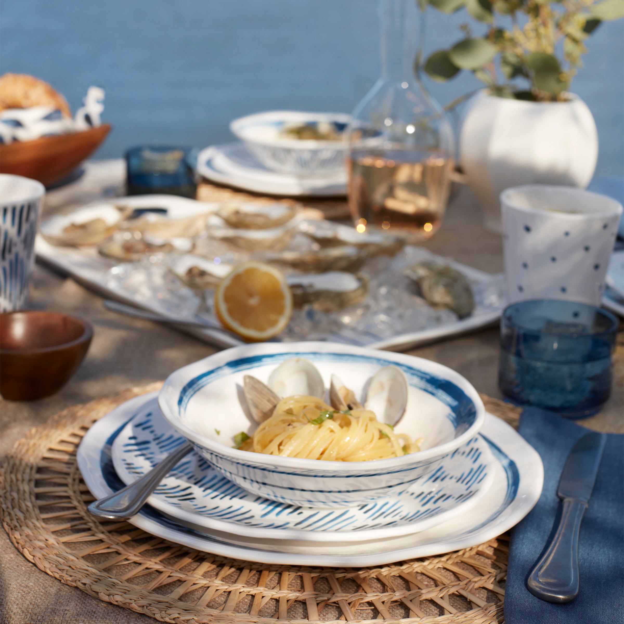 Blue Bay Melamine Dinner Plates Set of 4 - Shatterproof & Lightweight Plates for Outdoor Dining, Picnics, Camping & Everyday Use