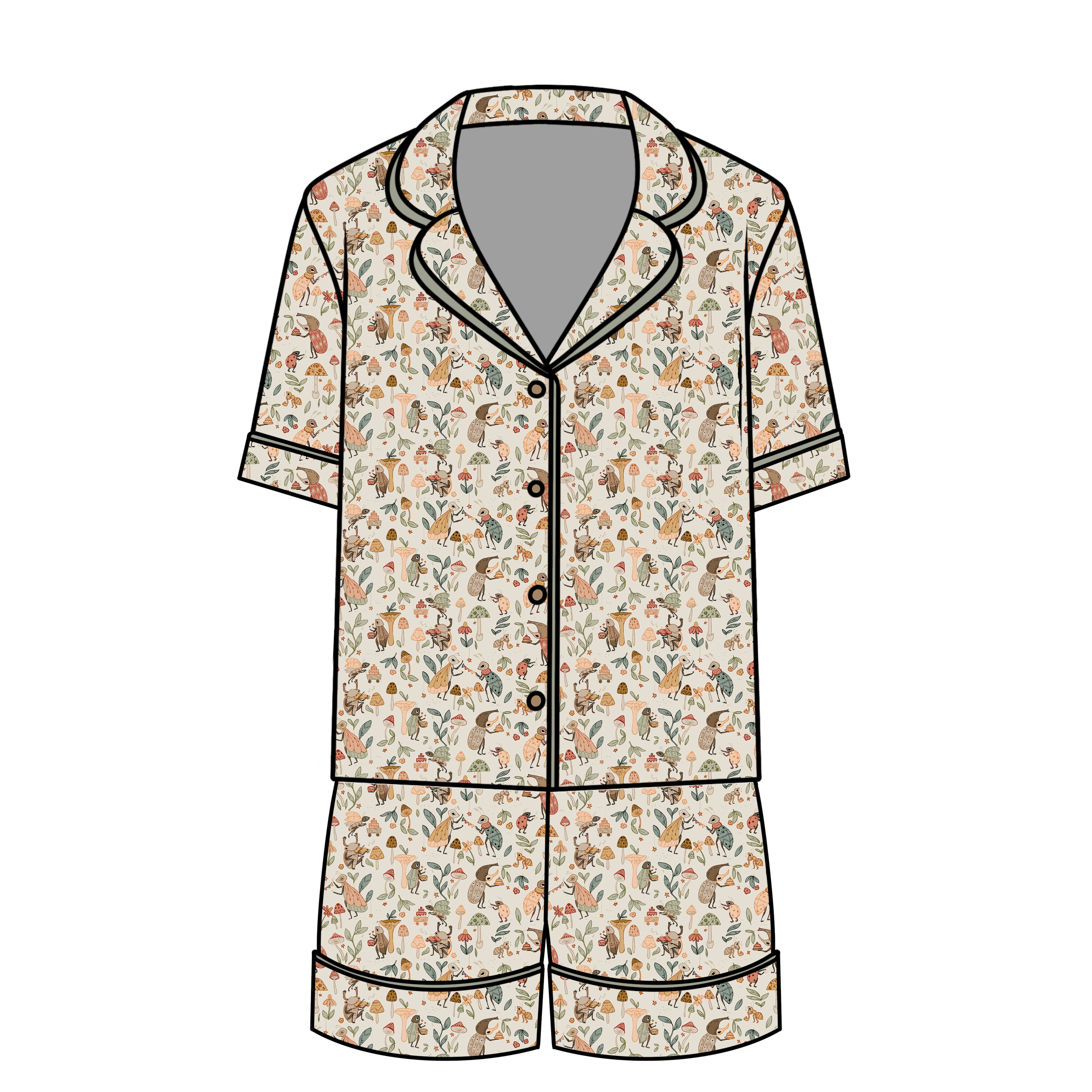 Bug Bash Relaxed Short Sleeve PJ Set - Soft Cotton Sleepwear for Women & Men - Cozy Lounge Pajamas for Home, Travel & Sleepovers
